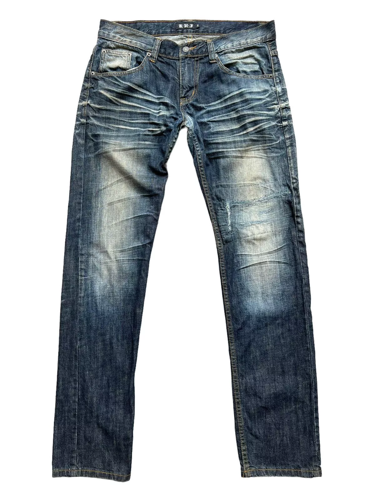 Japanese Brand Denim Japanese Brand Distressed Faded Denim Jeans 36x35 Blue Streetwear