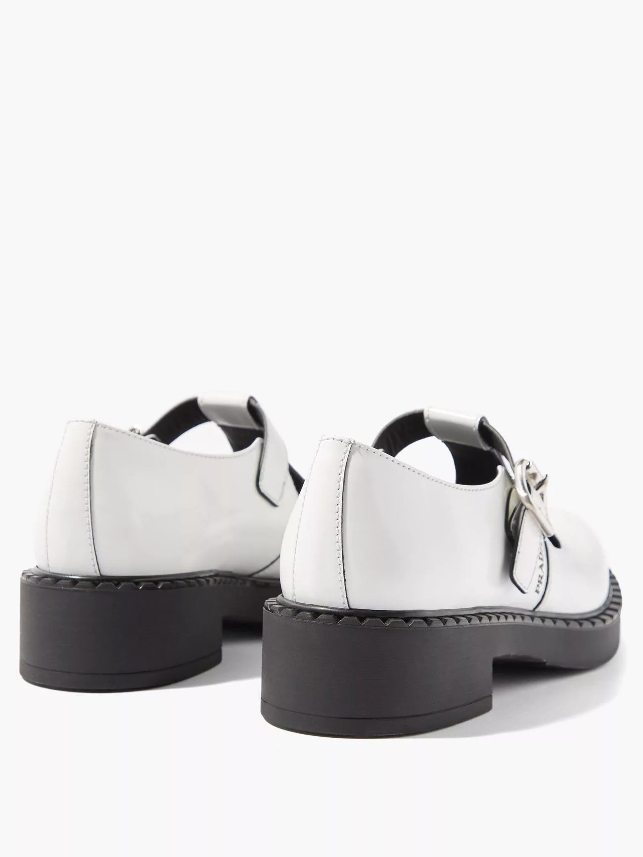 Prada Flats Prada Logo-print Leather Mary Jane Flats White