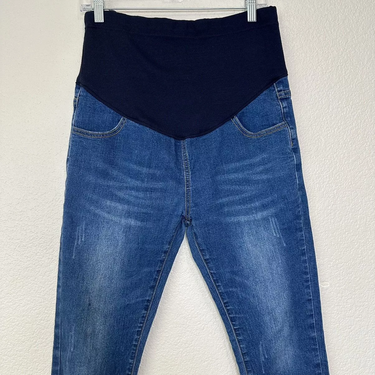 Other Jeans Other Blue Denim Maternity Size XL Raw Hem Jeans