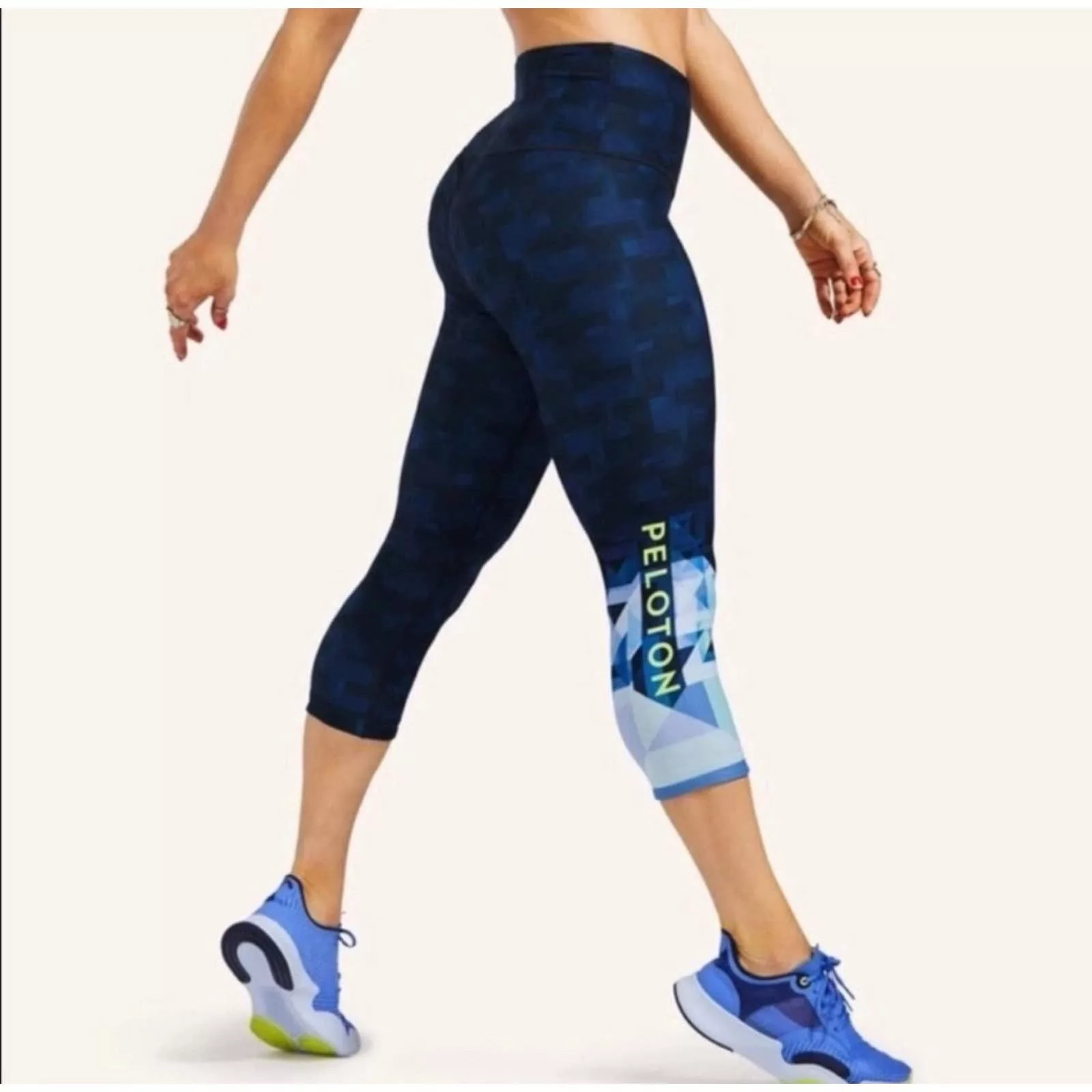 Other Leggings Other Peloton X WITH Blue Pyramid High Waisted Cropped Leggings