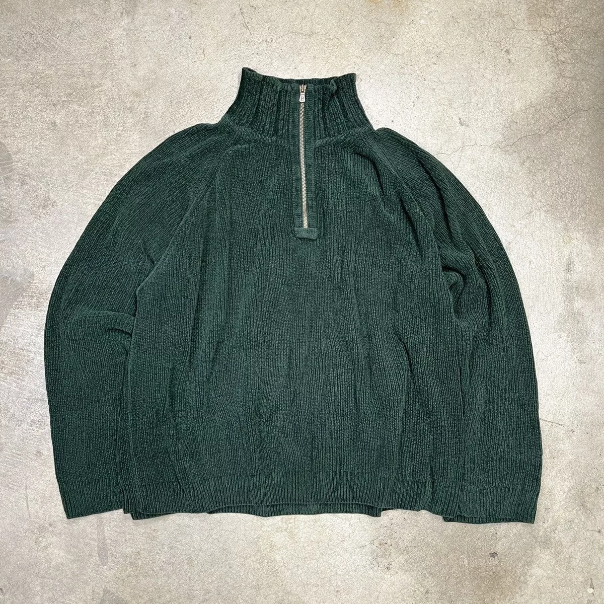 Vintage Sweaters Knitwear Vintage Chunky Knit 1/4 Sweater Pullover Large Green Streetwear