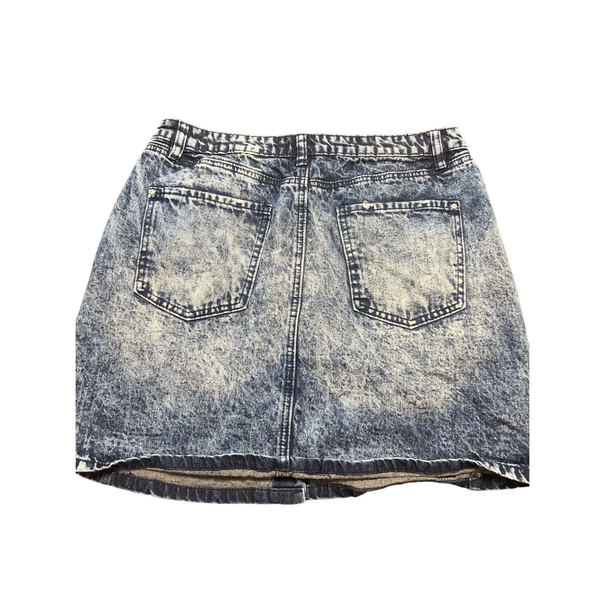 Other Mini Skirts Other Refuge Acid Wash Denim Button-Front Mini Skirt Silver Tone H Blue