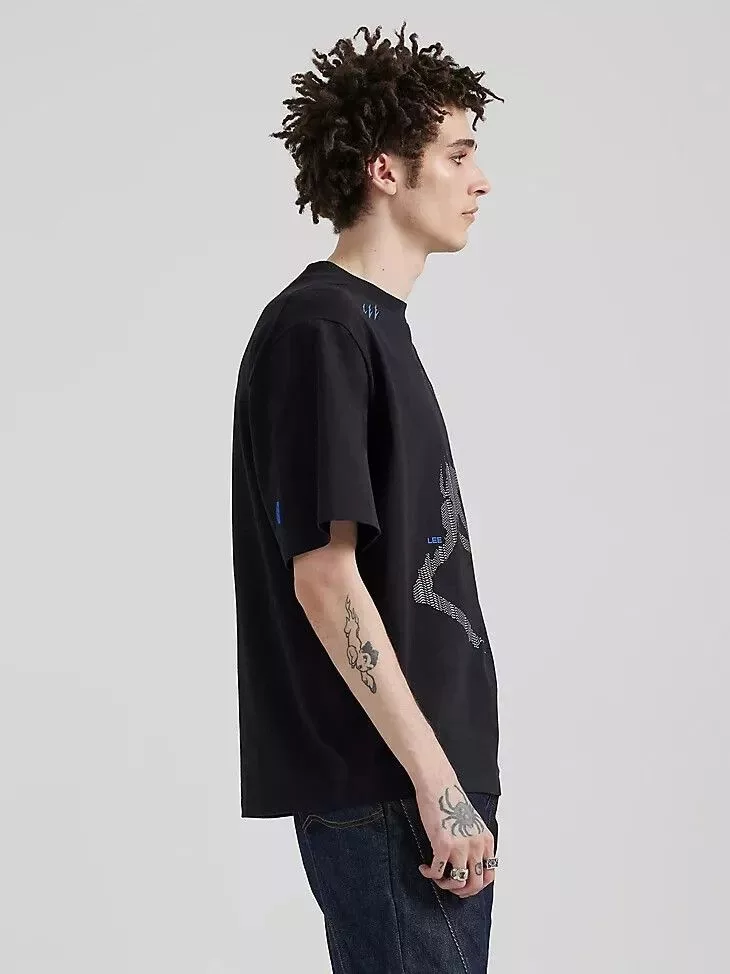 Lee Short Sleeve T Shirts Unisex Lee x ROARINGWILD Oversized Graphic Tee Black