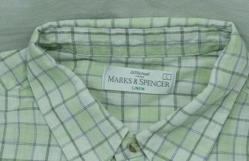Marks & Spencer Shirts Button Ups Marks & Spencer Marks and Spencer SHIRT SHORT SLEEVE LINEN SIZE L EXCL Green