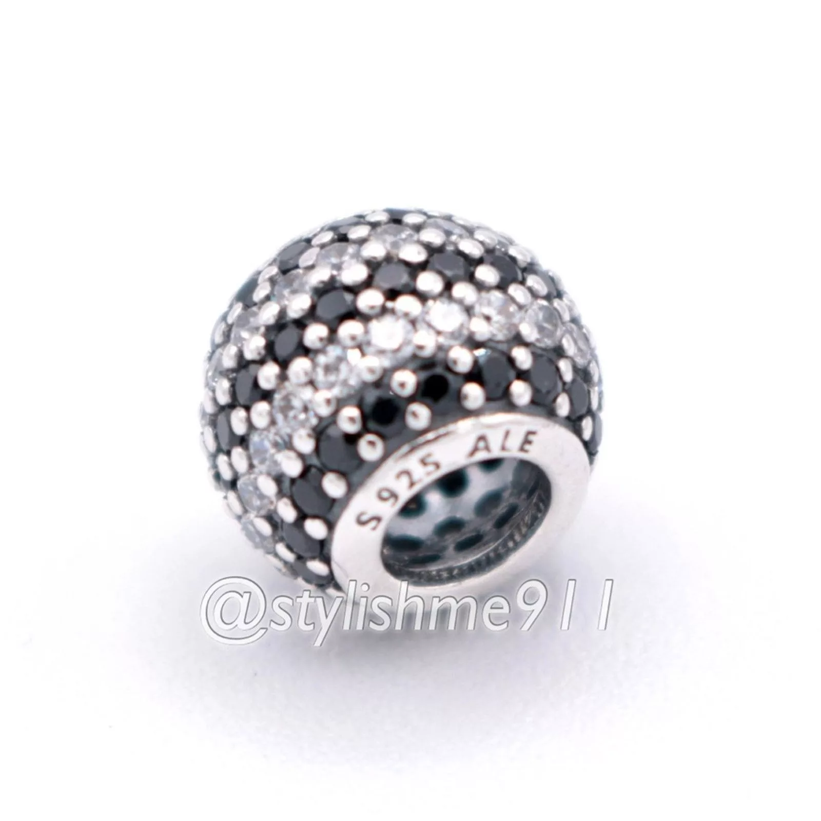 pandora Charms Authentic PANDORA Black Nautical Pave Lights Charm Silver