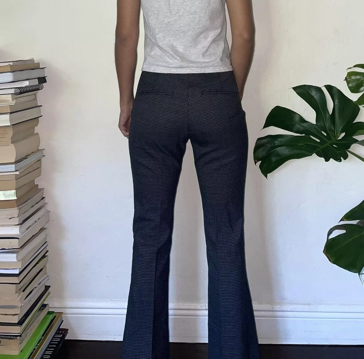 Helmut Lang Pants Helmut Lang Houndstooth Print Wool Trousers Gray