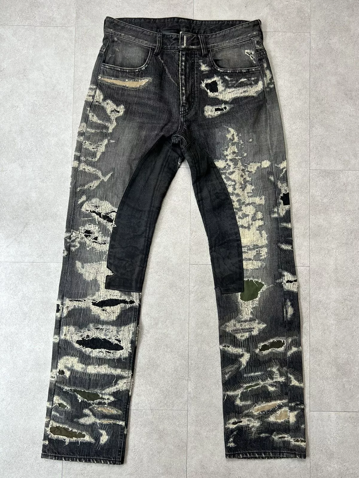 Givenchy Denim Givenchy Matthew Williams Jeans In Destroyed Denim Moleskin Black