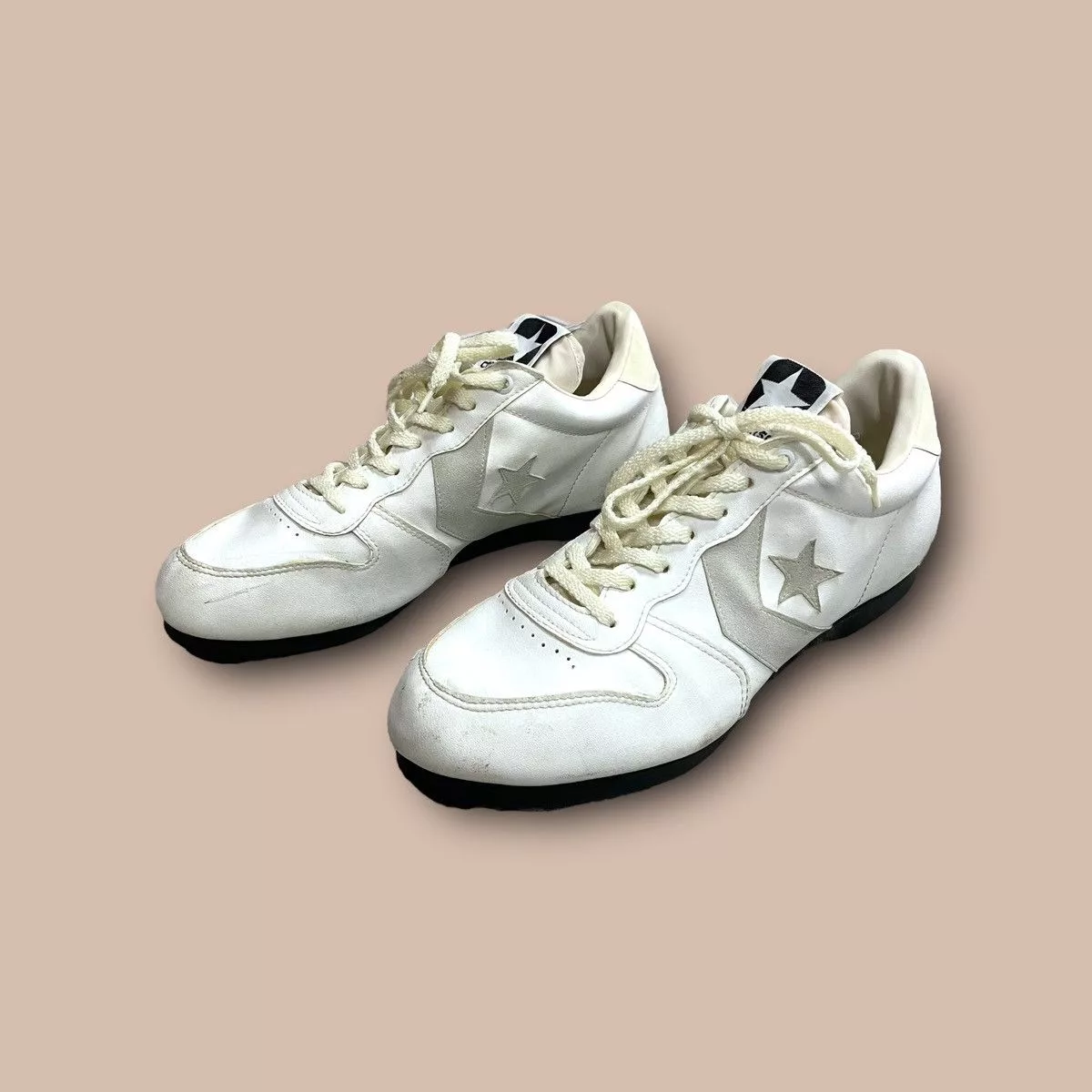 Converse Low Top Sneakers VTG 80s CONVERSE Football Cleats "Tony Dorsett" White Vintage