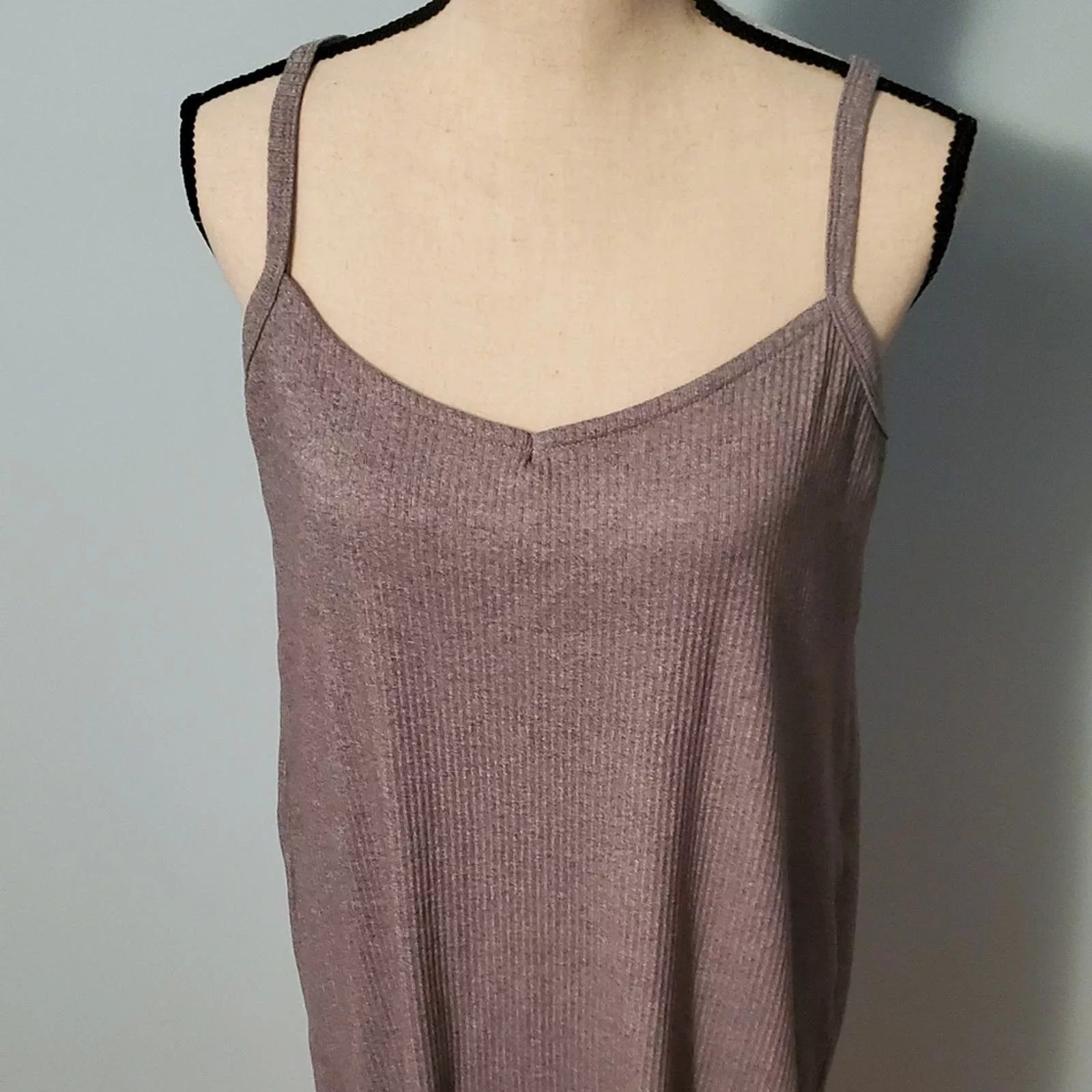 Global Work Midi Dresses Global Work Comfy Gray Casual Rib Knit Dress