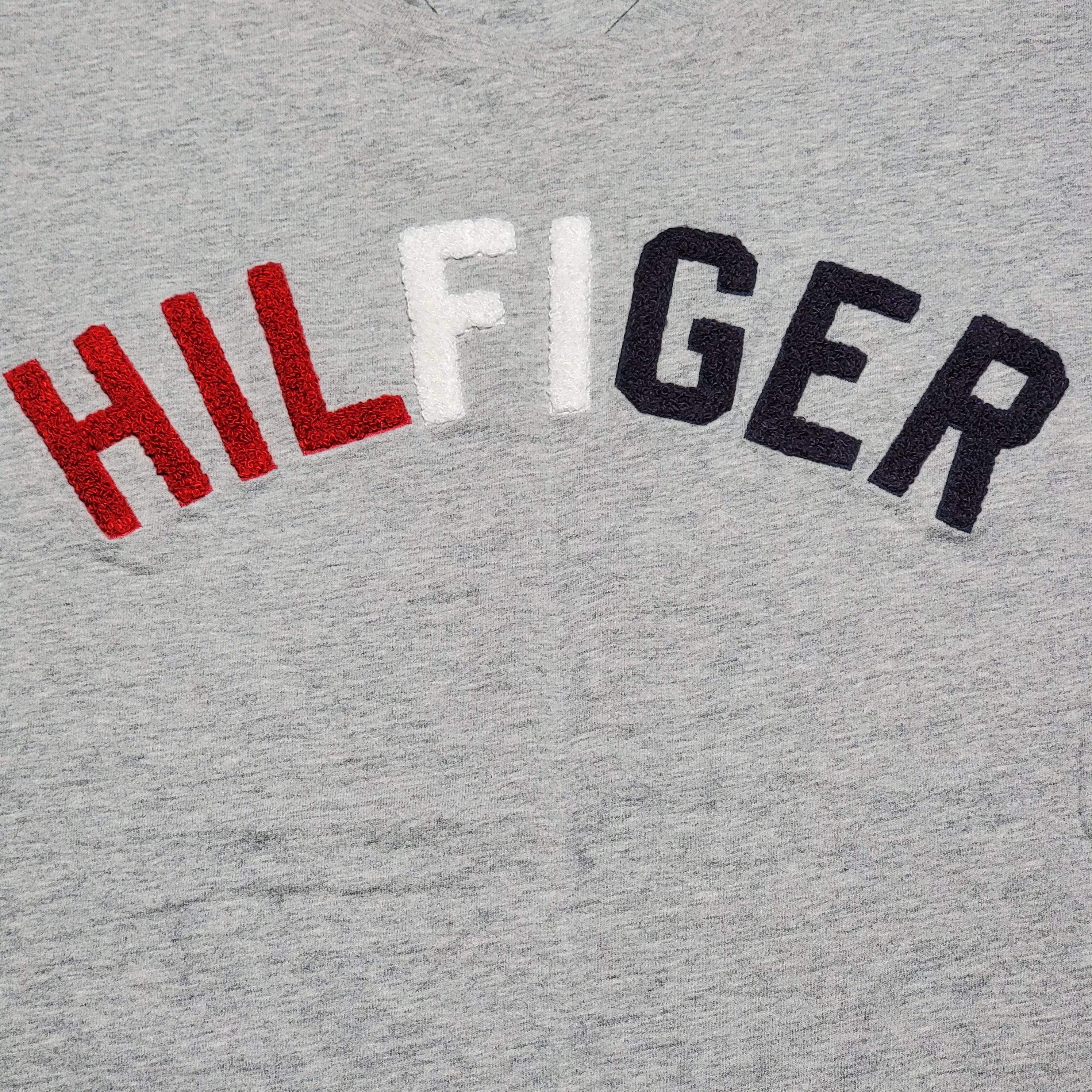 Tommy Hilfiger Short Sleeve T Shirts Tommy Hilfiger Tee - Grey with Raised Letters - Size Large Gray