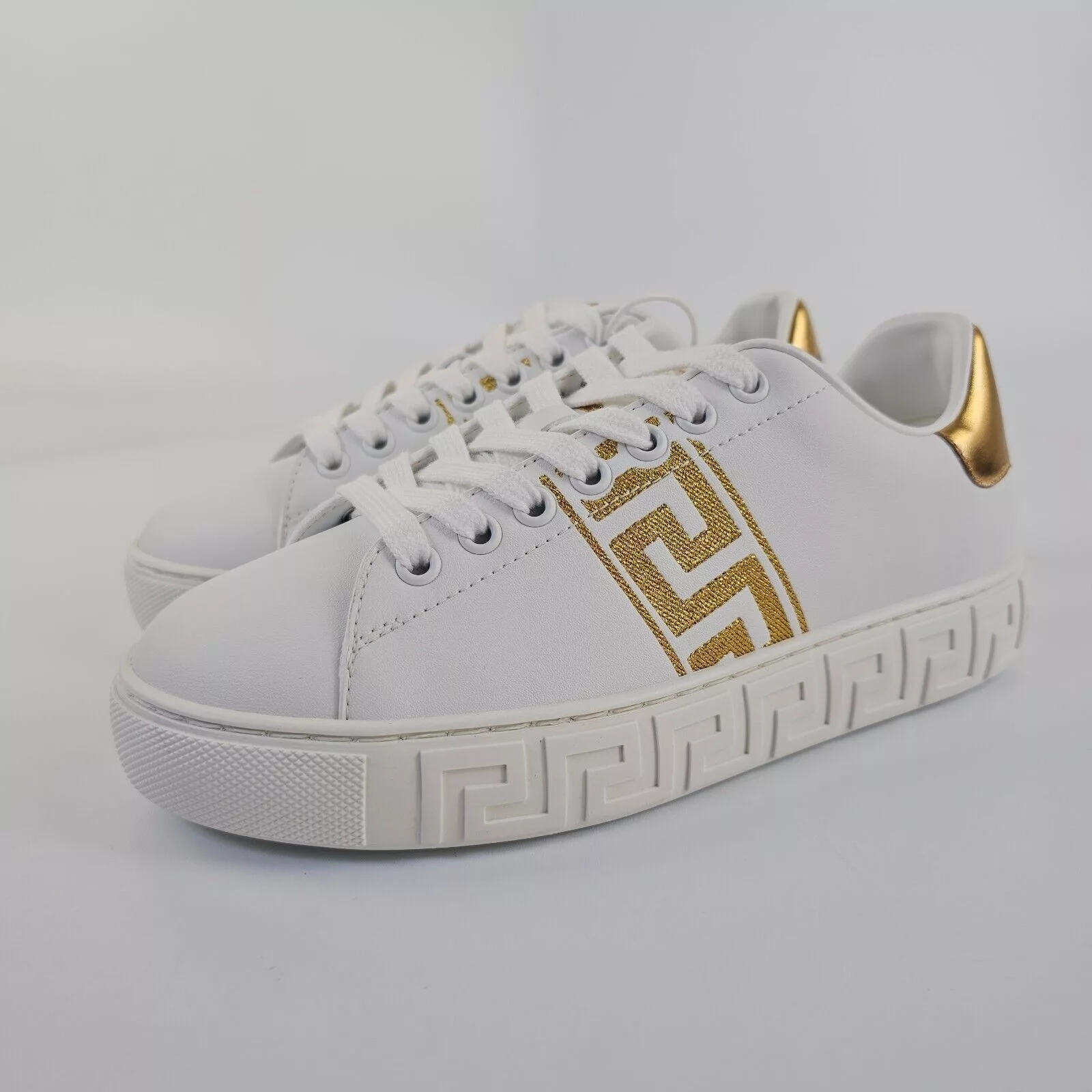 Versace Low Top Sneakers Versace Greca Women's White/Gold Low Top Sneakers New