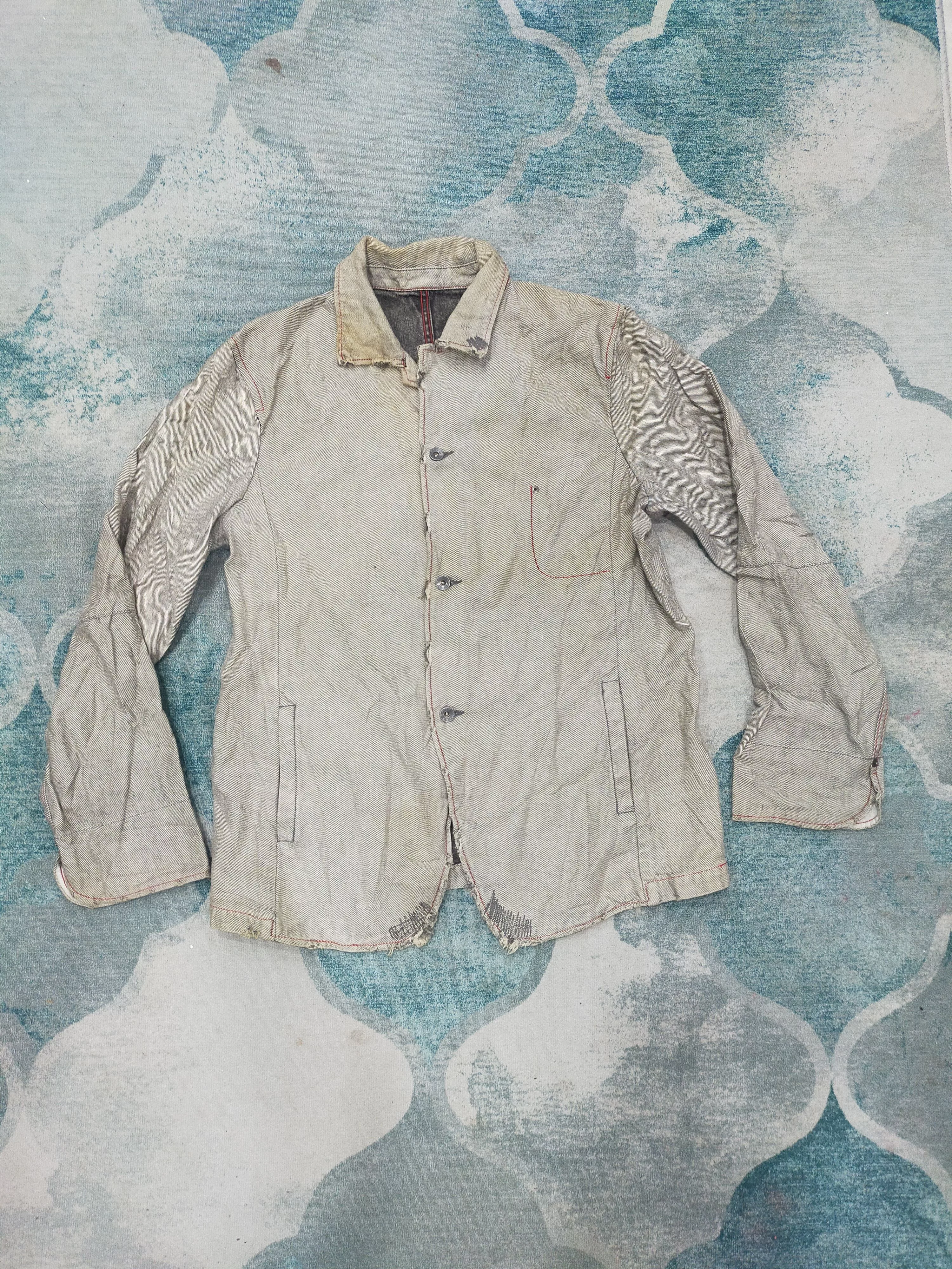 Designer Denim Jackets Designer × Japanese Brand × Yohji Yamamoto Royal Blue Japanese Brand Like Shawl Collar Multi