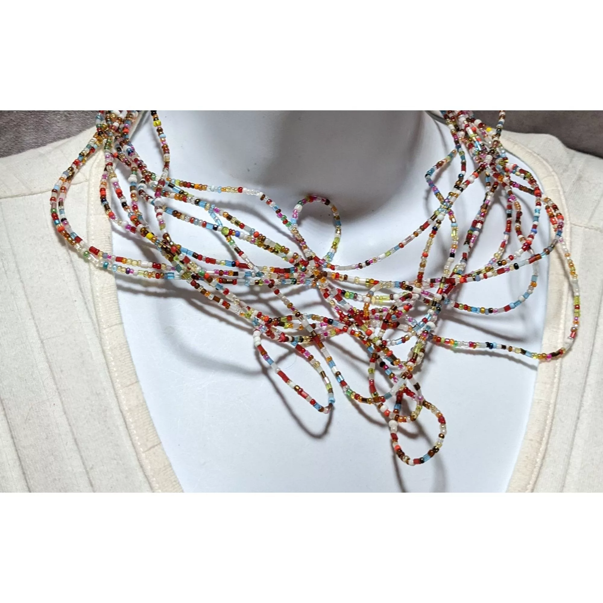 Other Necklaces Other Chaotic Rainbow Beaded Necklace Multi