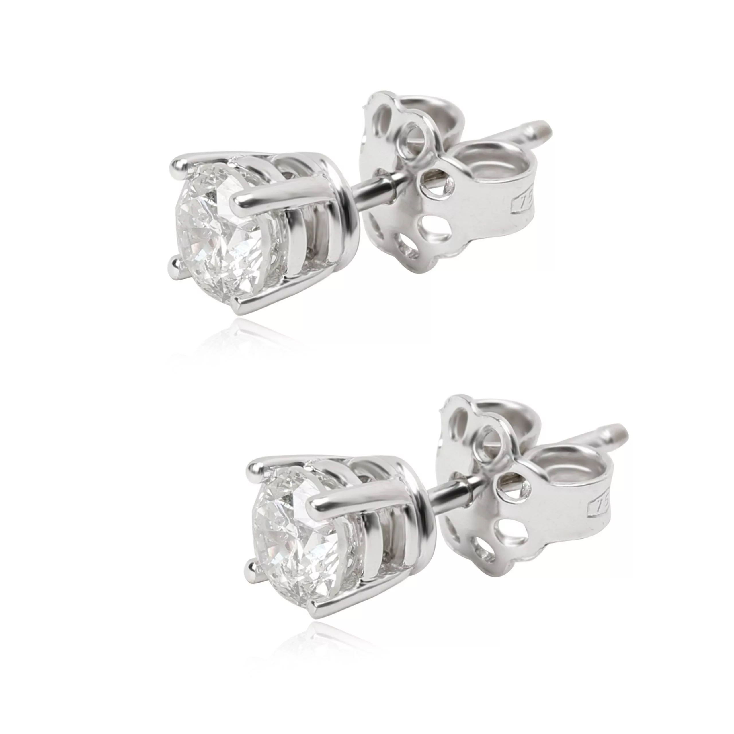 Other Rings Other 4 Prong Diamond Stud Earring in 18K White Gold H I2 (1.00 CTW)