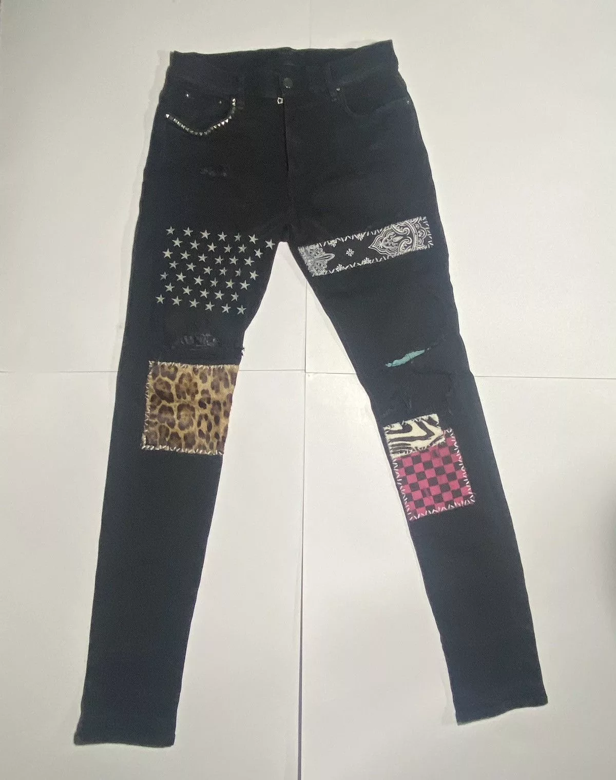 Amiri Denim Amiri Animal Leopard Jeans Black