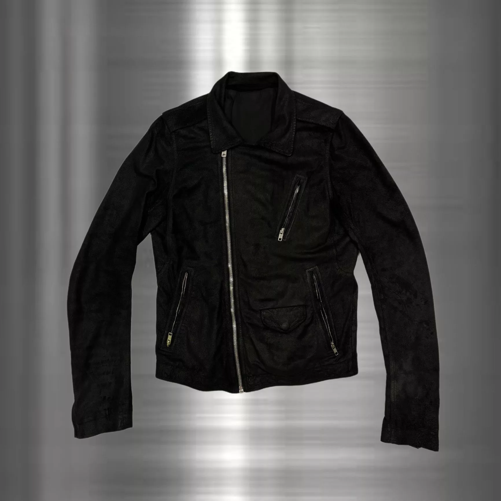 Rick Owens Leather Jackets Rick Owens Stooges Blistered leather jacket Black