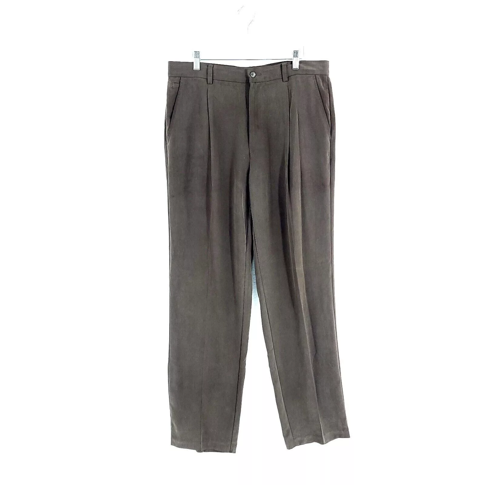 Tommy Bahama Casual Pants DAMAGED Tommy Bahama 100% Silk Brown Pleated Dress Pants 35/