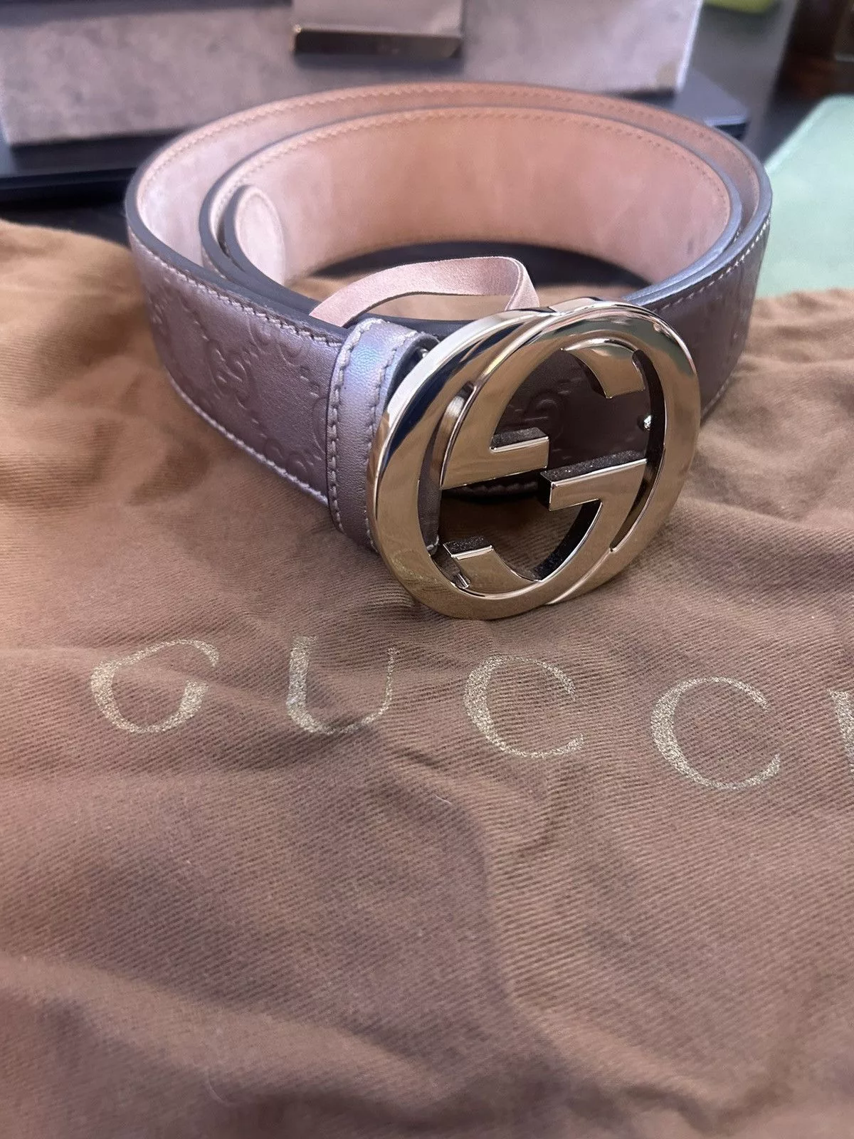 Gucci Belts Gucci purple leather belt