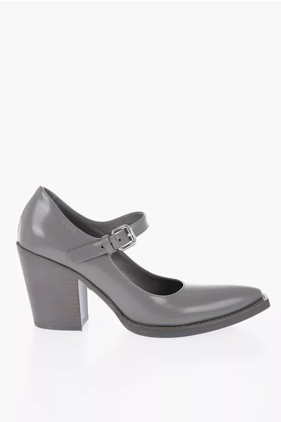 Prada Heels Prada Mary Jane Leather Pumps Gray