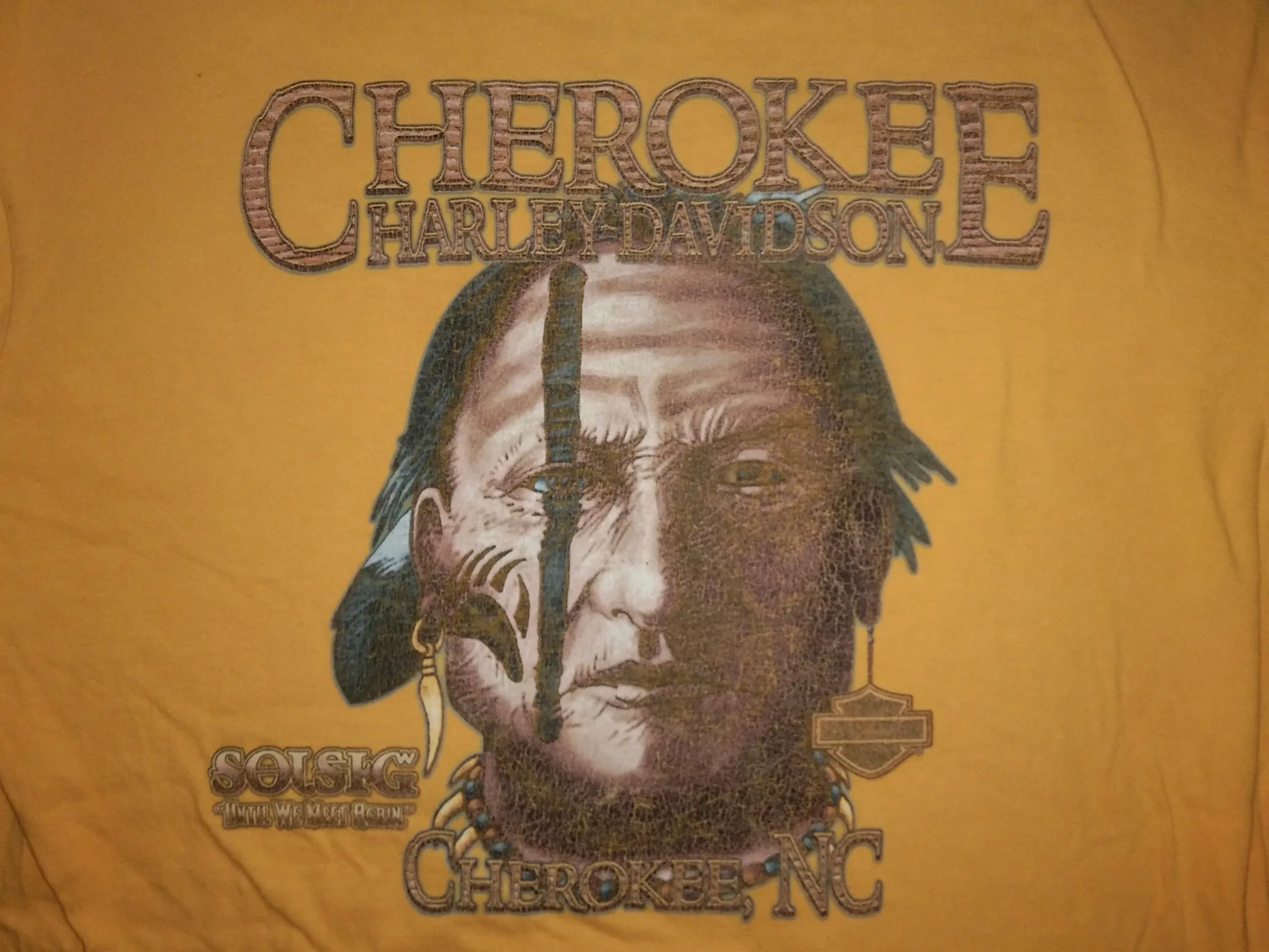Harley Davidson Long Sleeve T Shirts Harley Davidson × Vintage Harley Davidson Cherokee Native American tshirt Orange