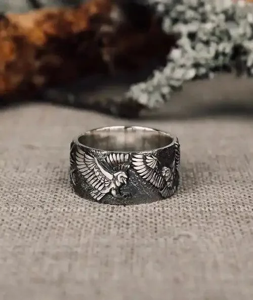 Jewelry Jewelry Watches Jewelry × Sterling Silver × Vintage Men Retro Punk Style Eagle Branch Ring