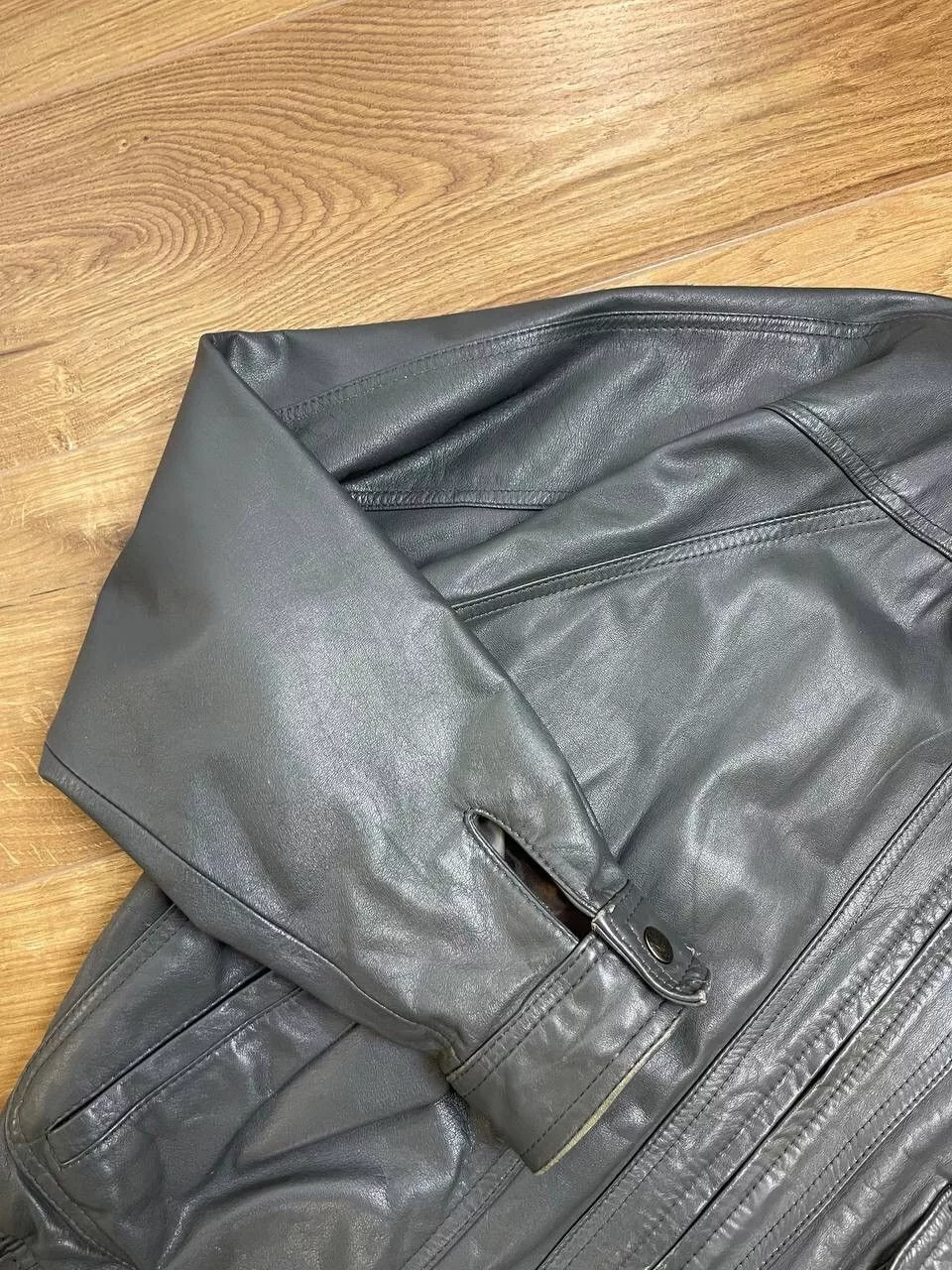 Genuine Leather Leather Jackets Genuine Leather × Vintage Vintage Y2K Aviator Top Gun Genuine Leather Jacket Bomber Gray