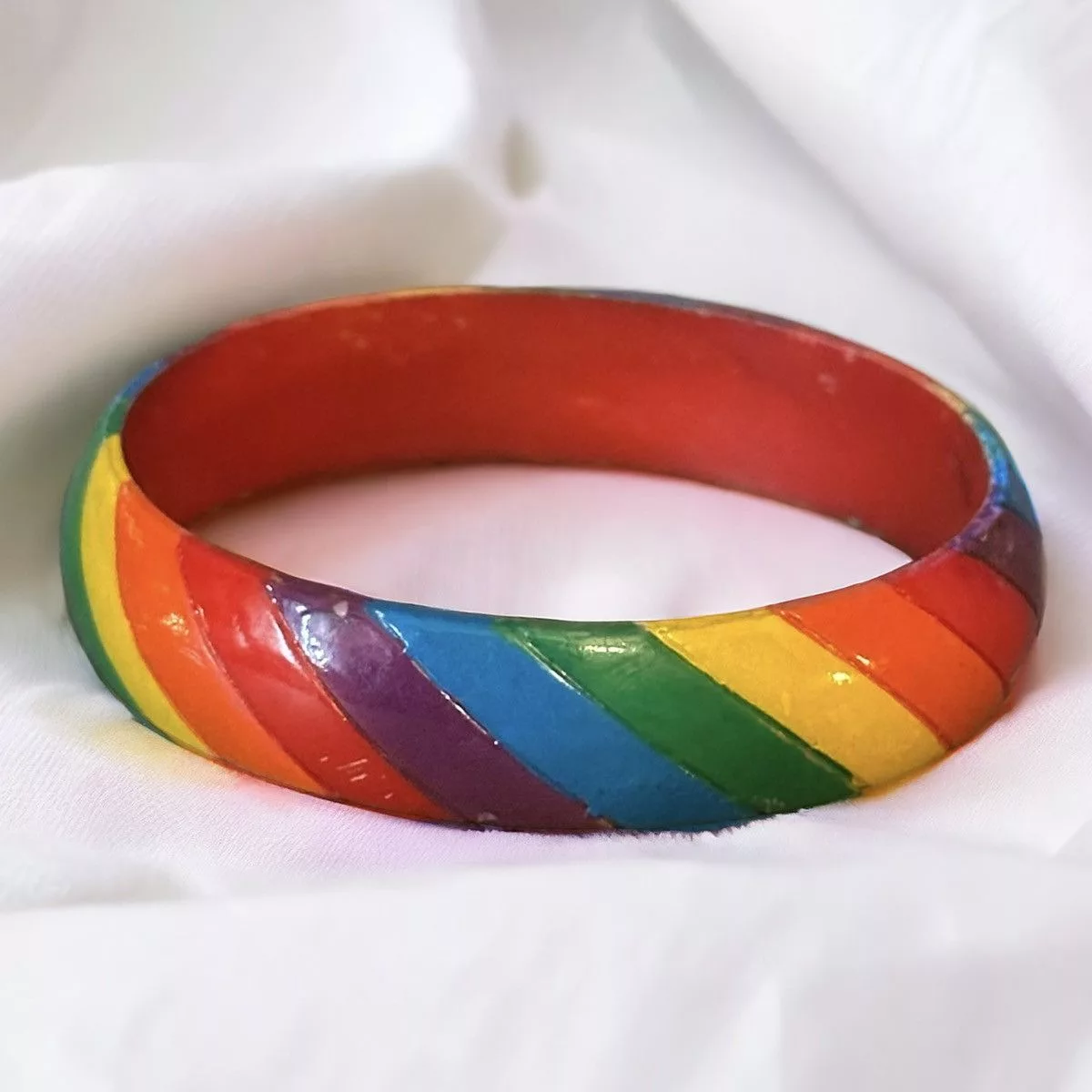Vintage Bracelets Vintage wooden rainbow bangle bracelet Multi