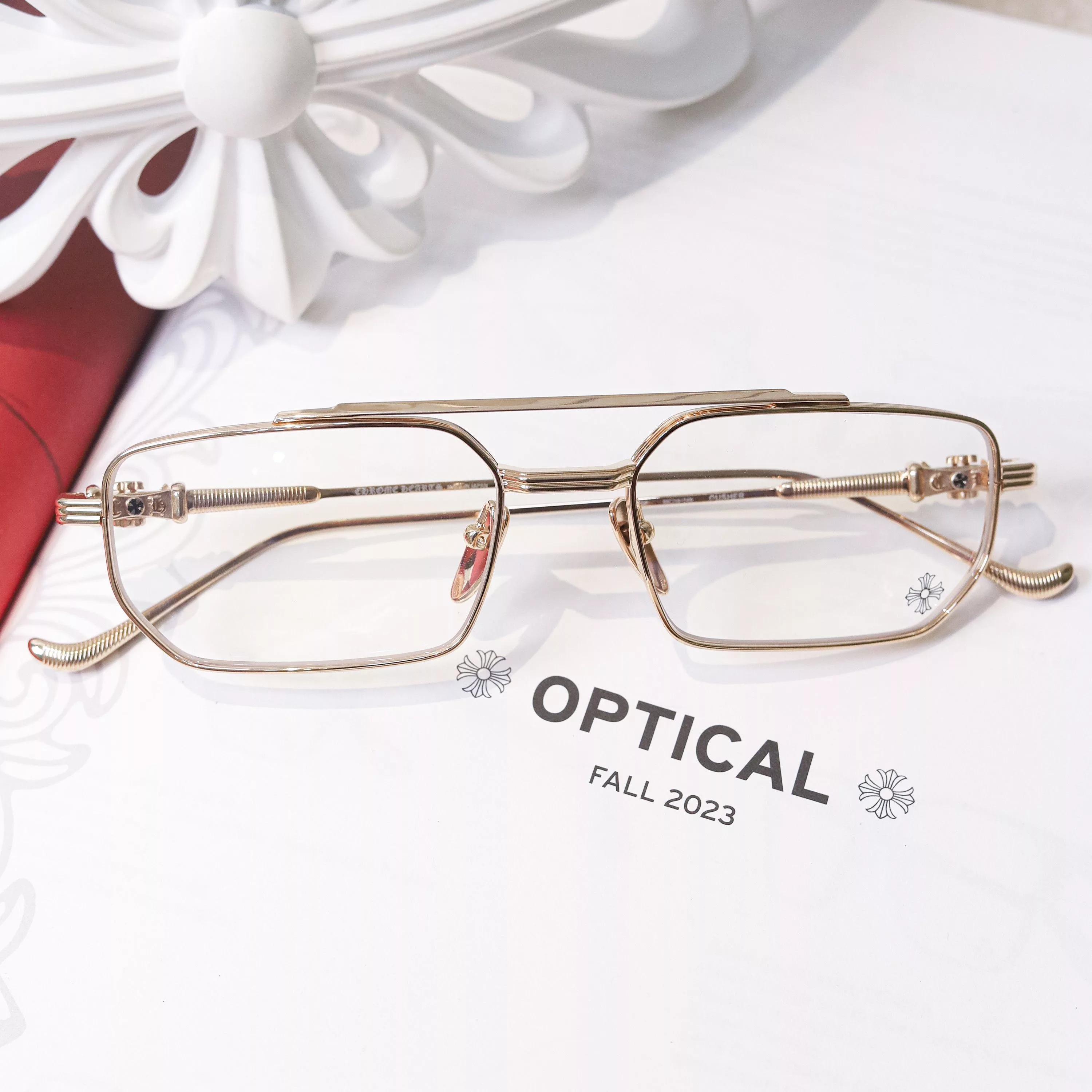 Chrome Hearts Glasses CHROME HEARTS GUSHER MATTE BLACK/GOLD PLATED