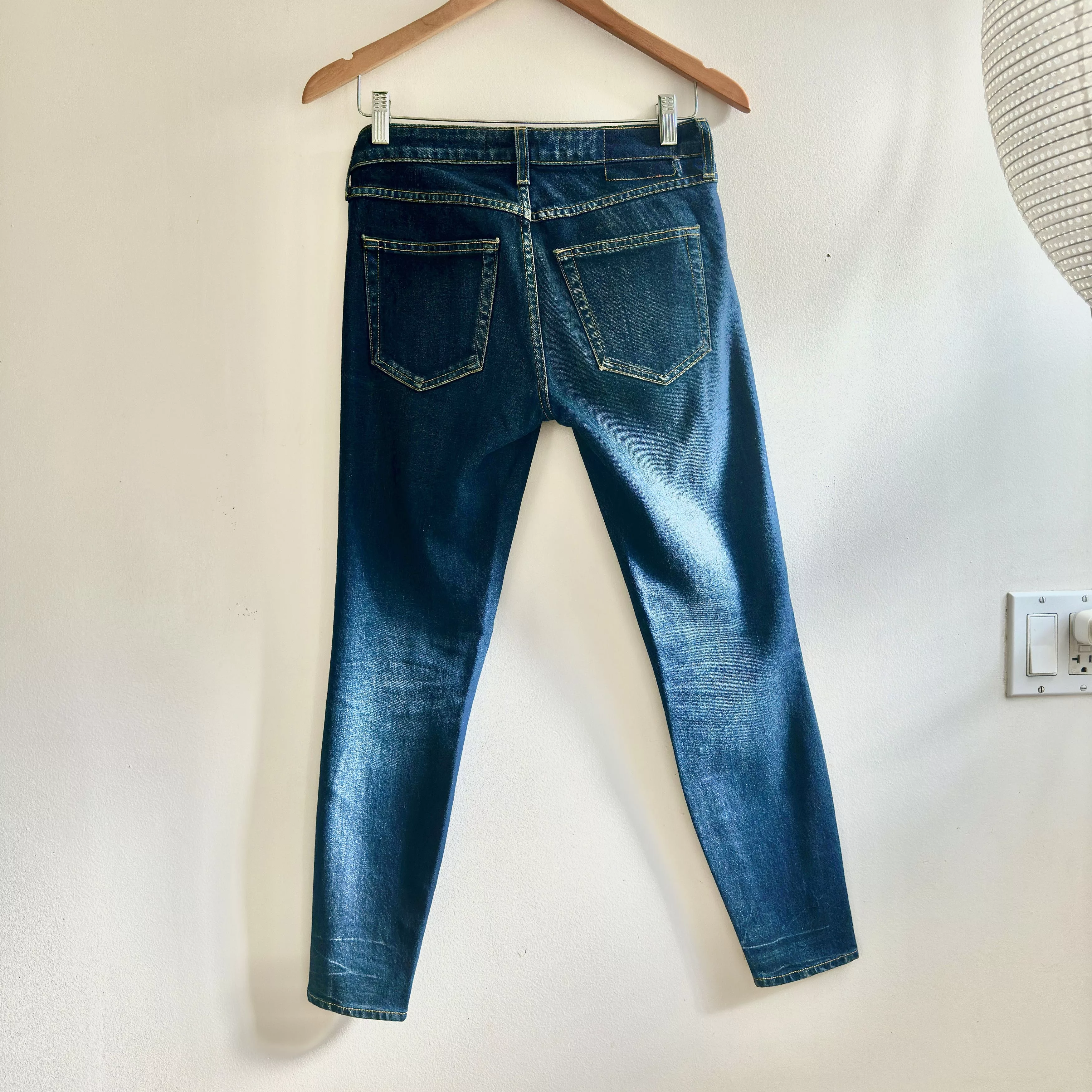 AMO Jeans Twist Mid-Rise Crop Slim, Dark Wash Blue