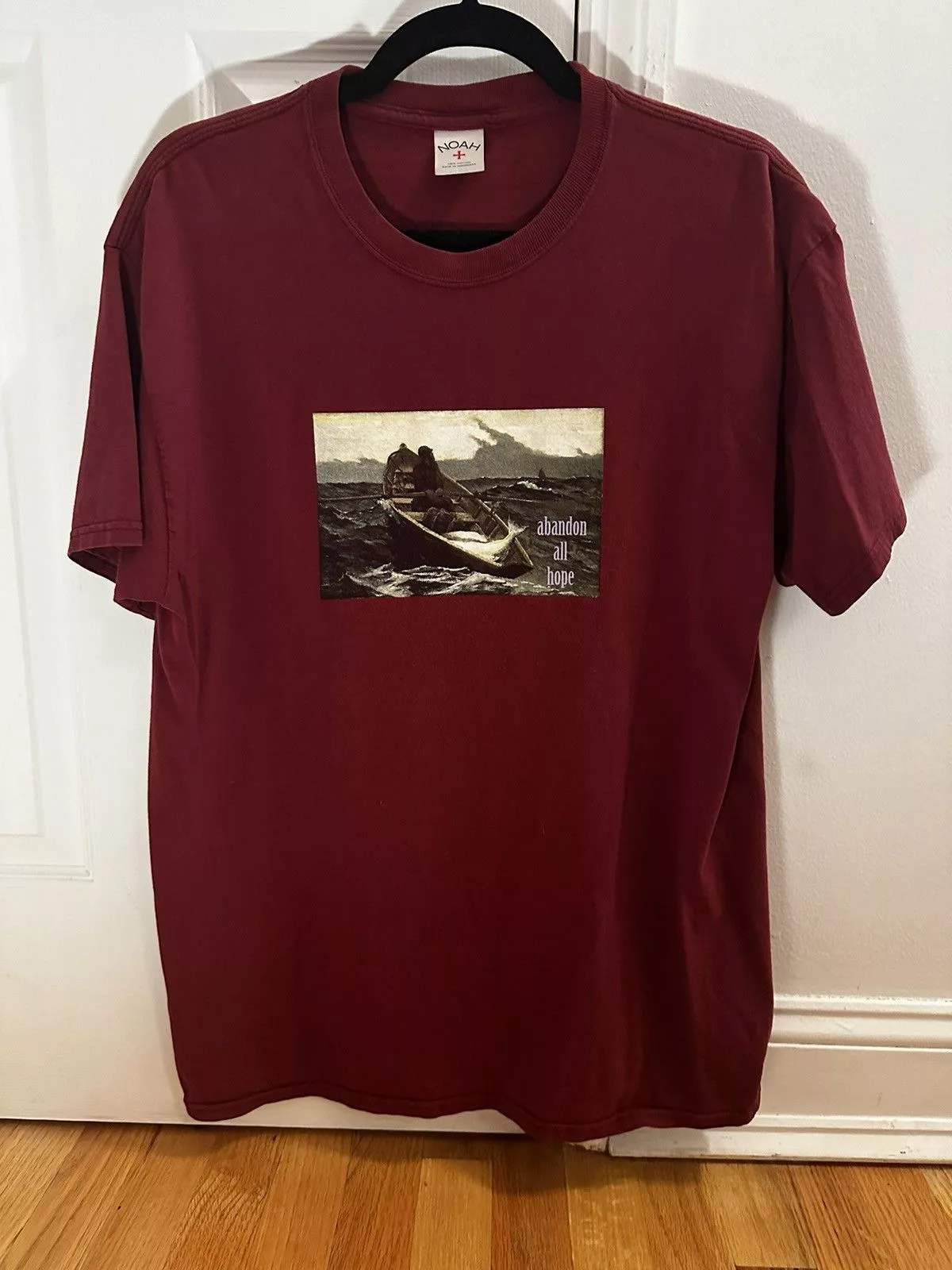 Noah Short Sleeve T Shirts Noah Abandon All Hope Graphic Tee Red