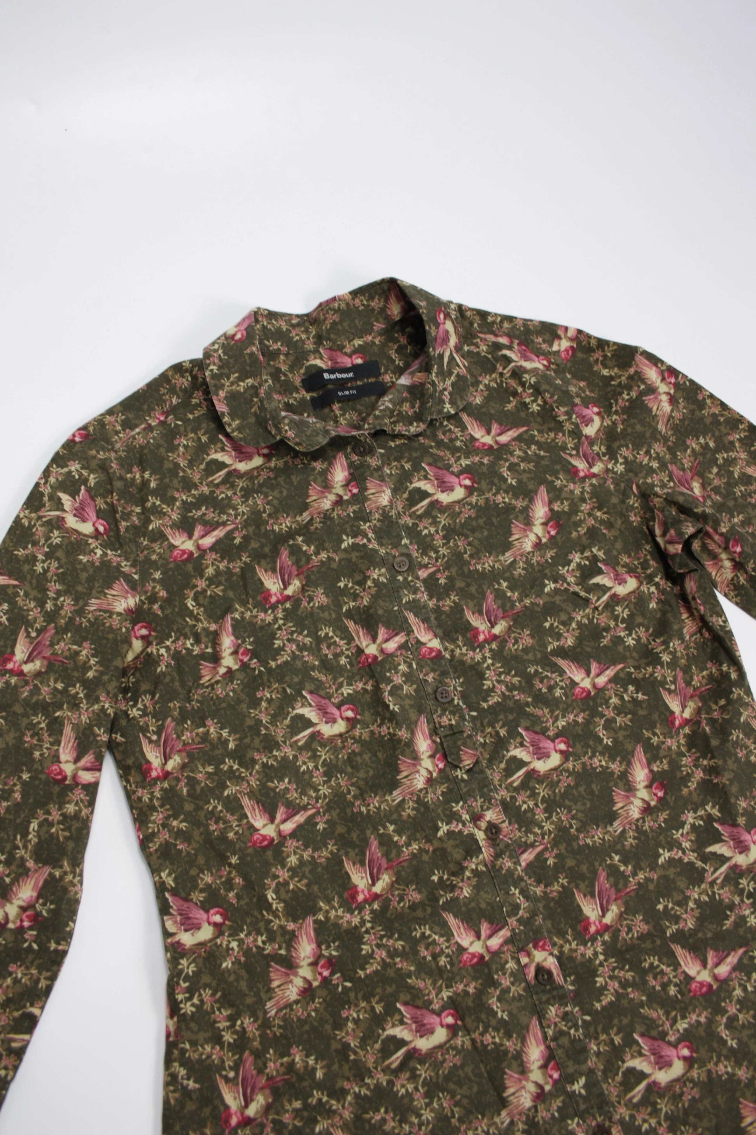 Barbour Button Ups Barbour Bantam Birds Printed Slim Fit LS Shirt Green