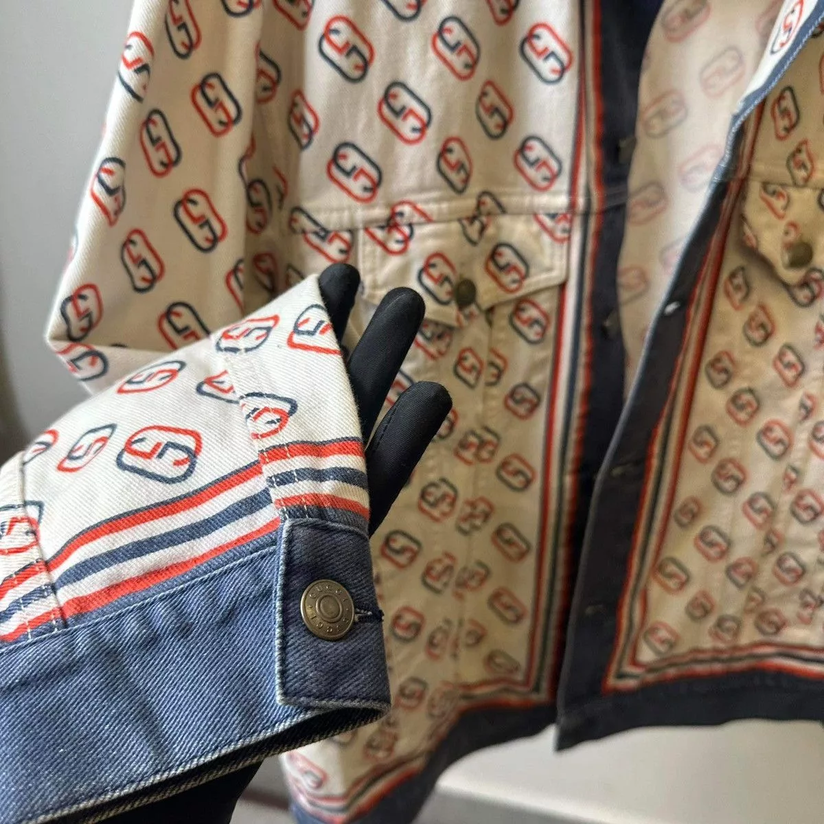 Gucci Denim Jackets GUCCI MONOGRAM “GC” JEANS JACKET White Luxury