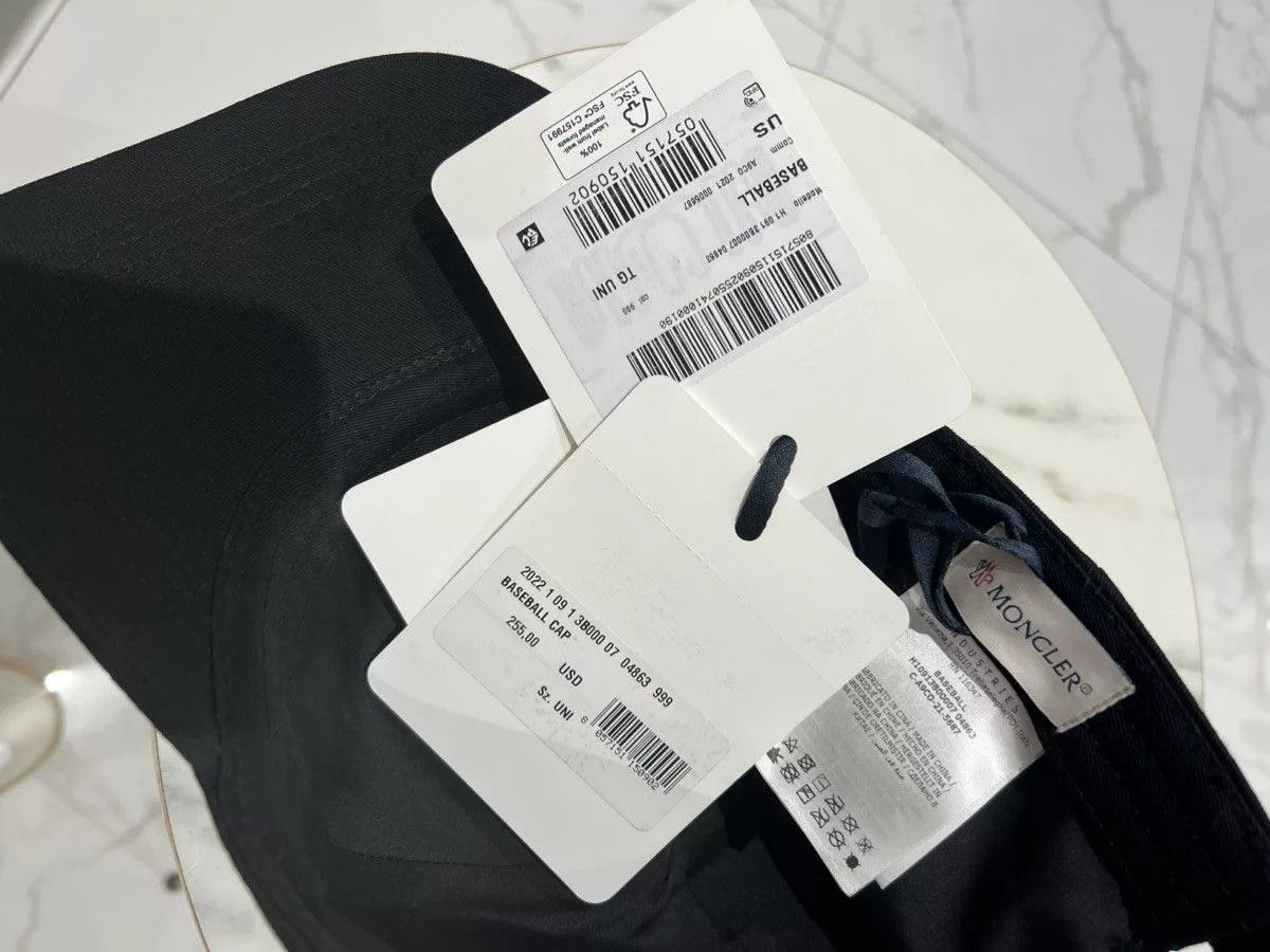 Moncler Hats Moncler Logo Plate Baseball Hat Size UNI Black