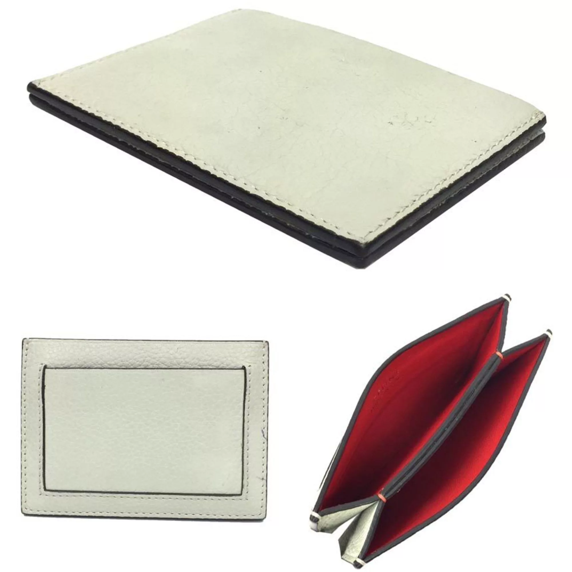 Celine Miscellaneous CELINE Card Case Leather Light Gray Wallet aq9975 10013896
