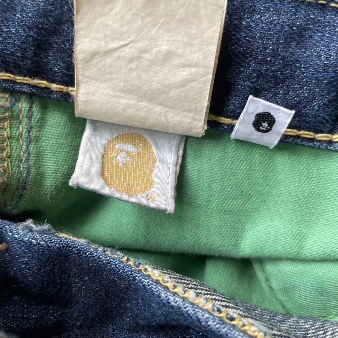 Bape Shorts A Bathing Ape (BAPE) - L Baggy Short Embroidered Backprint Blue