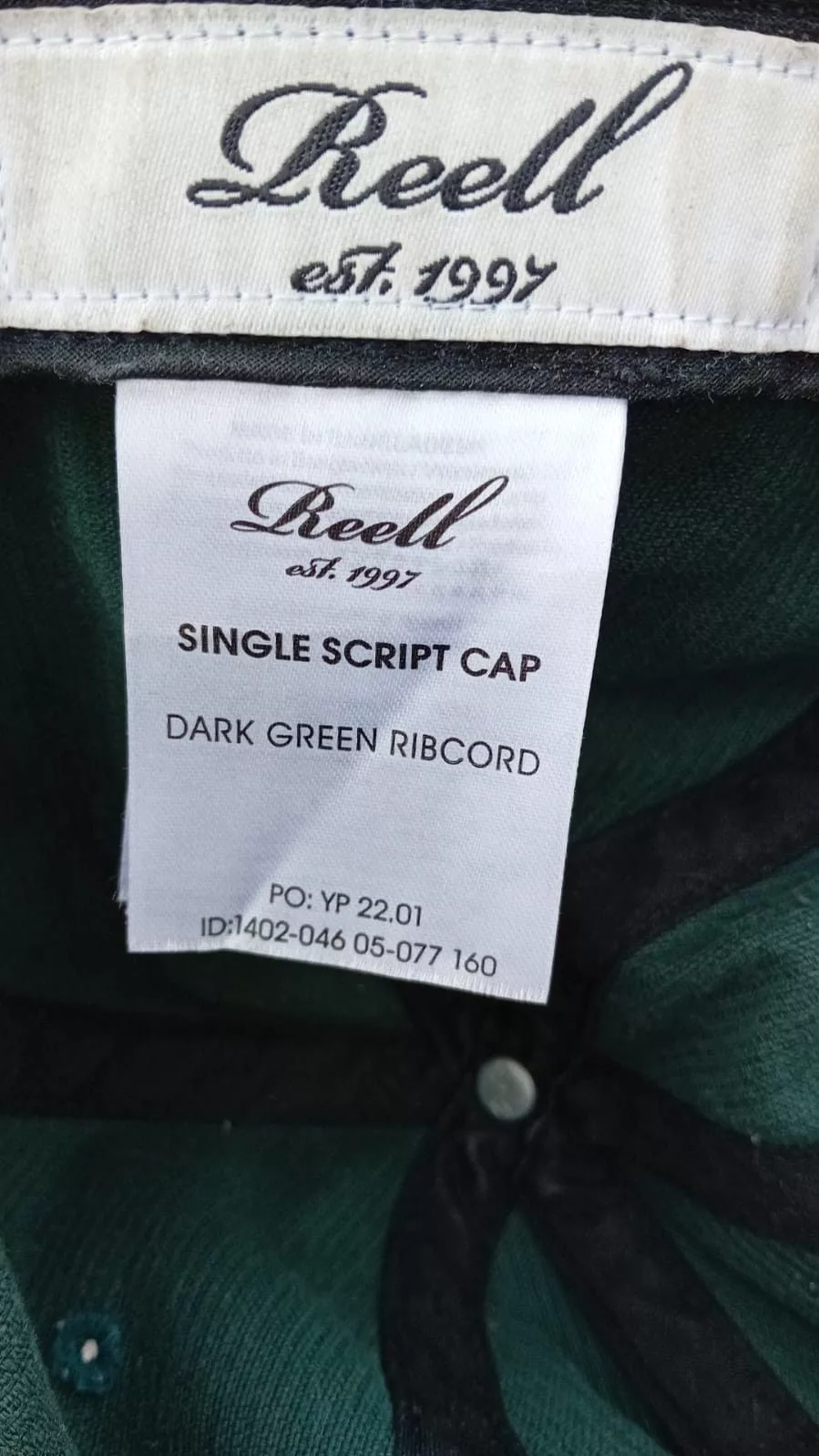 Other Hats Other Reell Single Script Courduroy Hat Dark Green Ribcord cap Streetwear