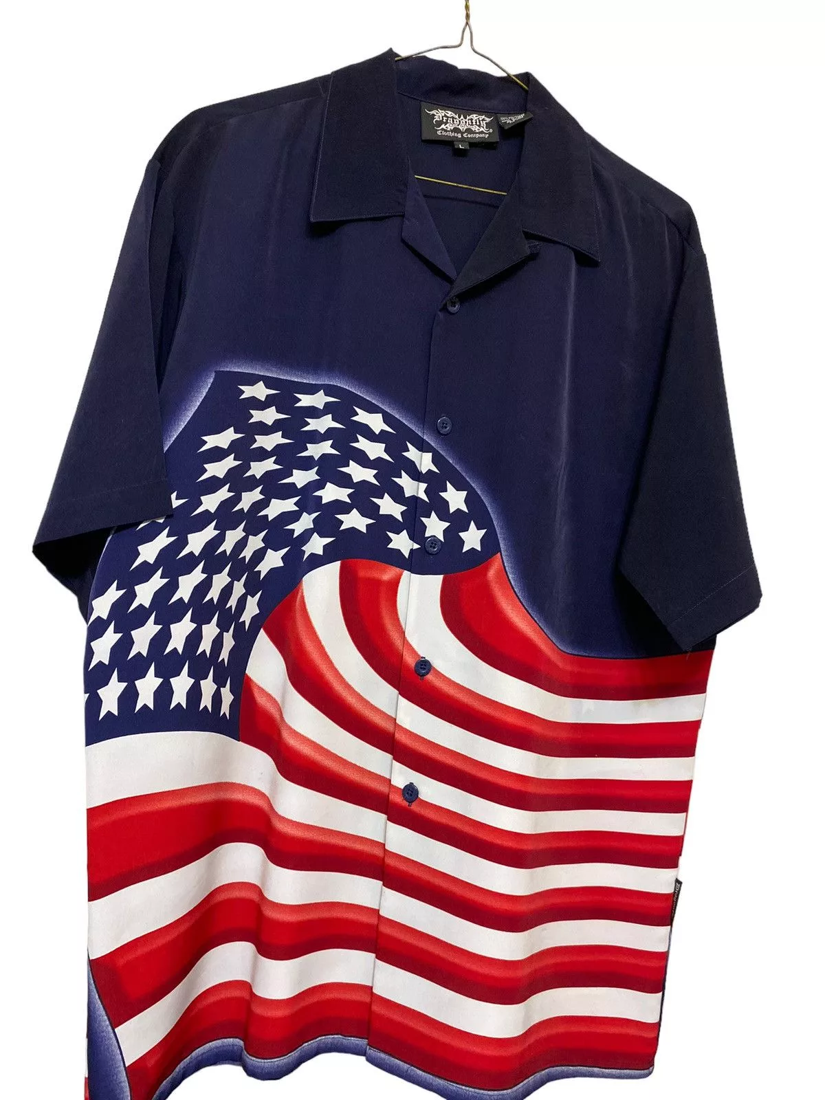 Dragonfly Shirts Button Ups Vintage Dragonfly USA Flag Button Shirt Blue Basics