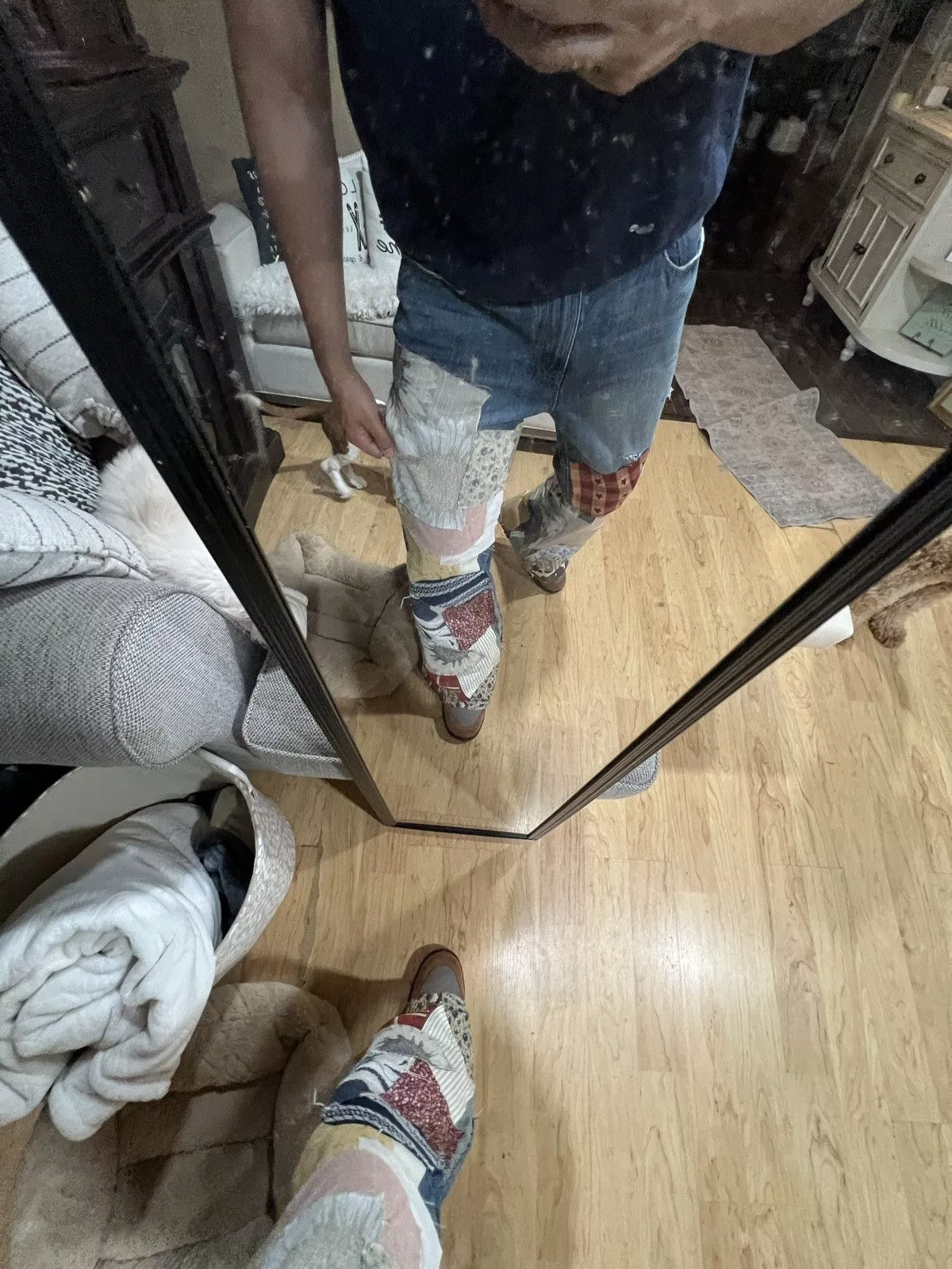 Designer Denim Designer INSANE HIPPIE REMAKE COWBOY PATCHWORK REMAKE FLARED DENIM Multi Western