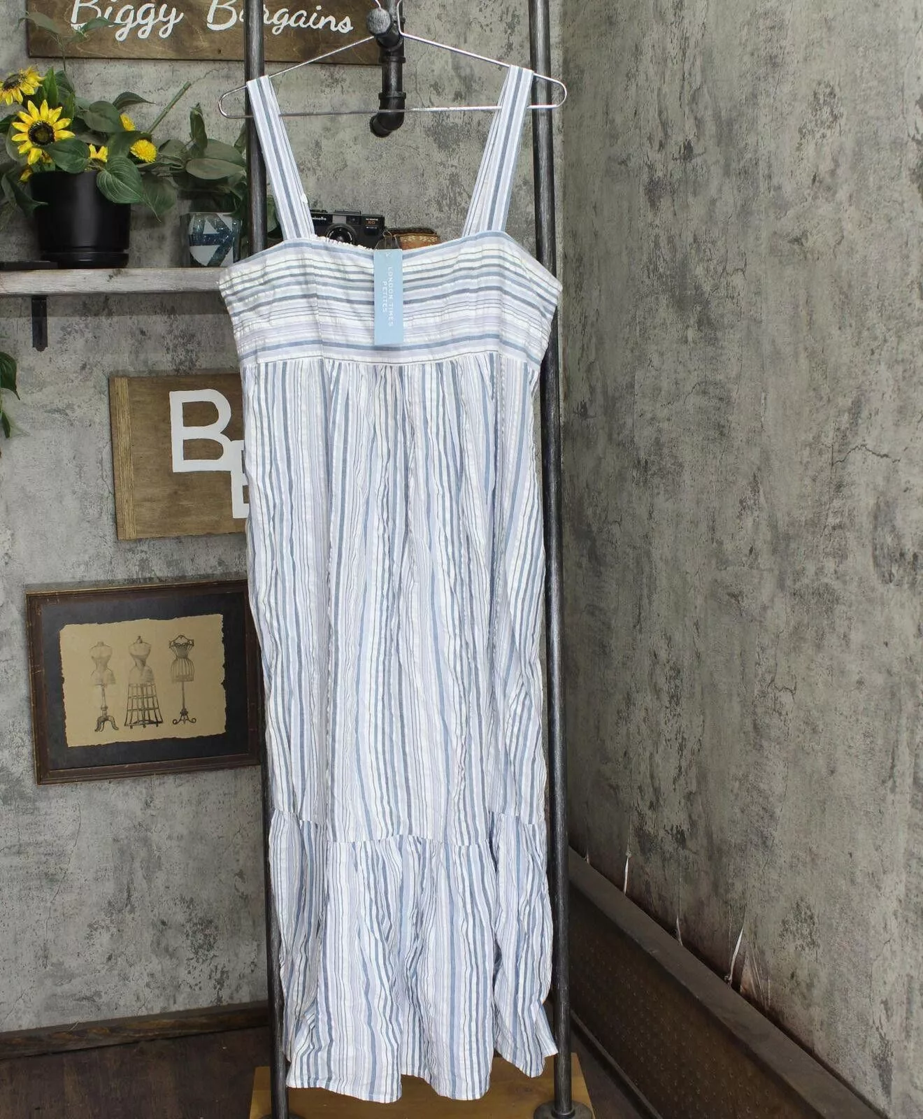 Designer Midi Dresses Designer NWT London Times Back Maxi Dress T6850P 12P Blue White