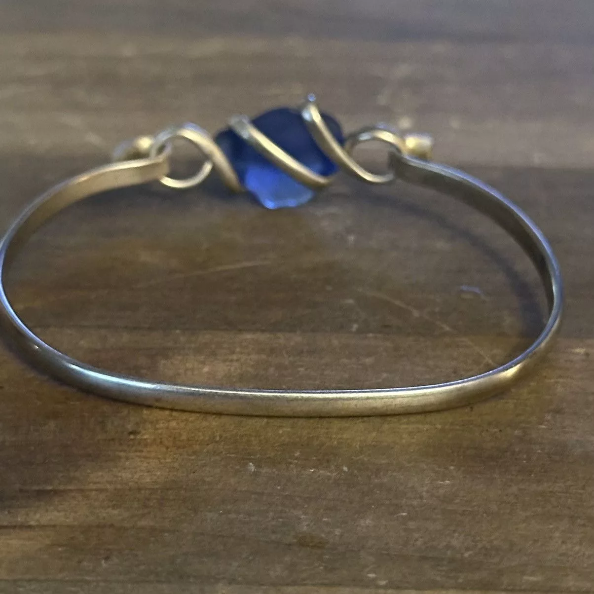 Other Bracelets Other Blue sea glass bangle bracelet Silver