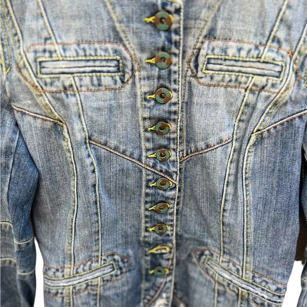 Dondup Denim Jackets Dondup Made in Italy Distressed Jeans Jacket Size Medium Blue