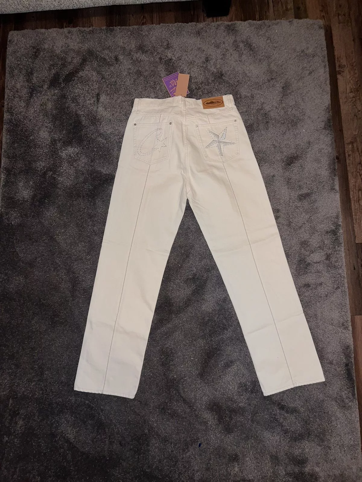 Corteiz Denim Corteiz C-Star Stitch- Down Jeans White