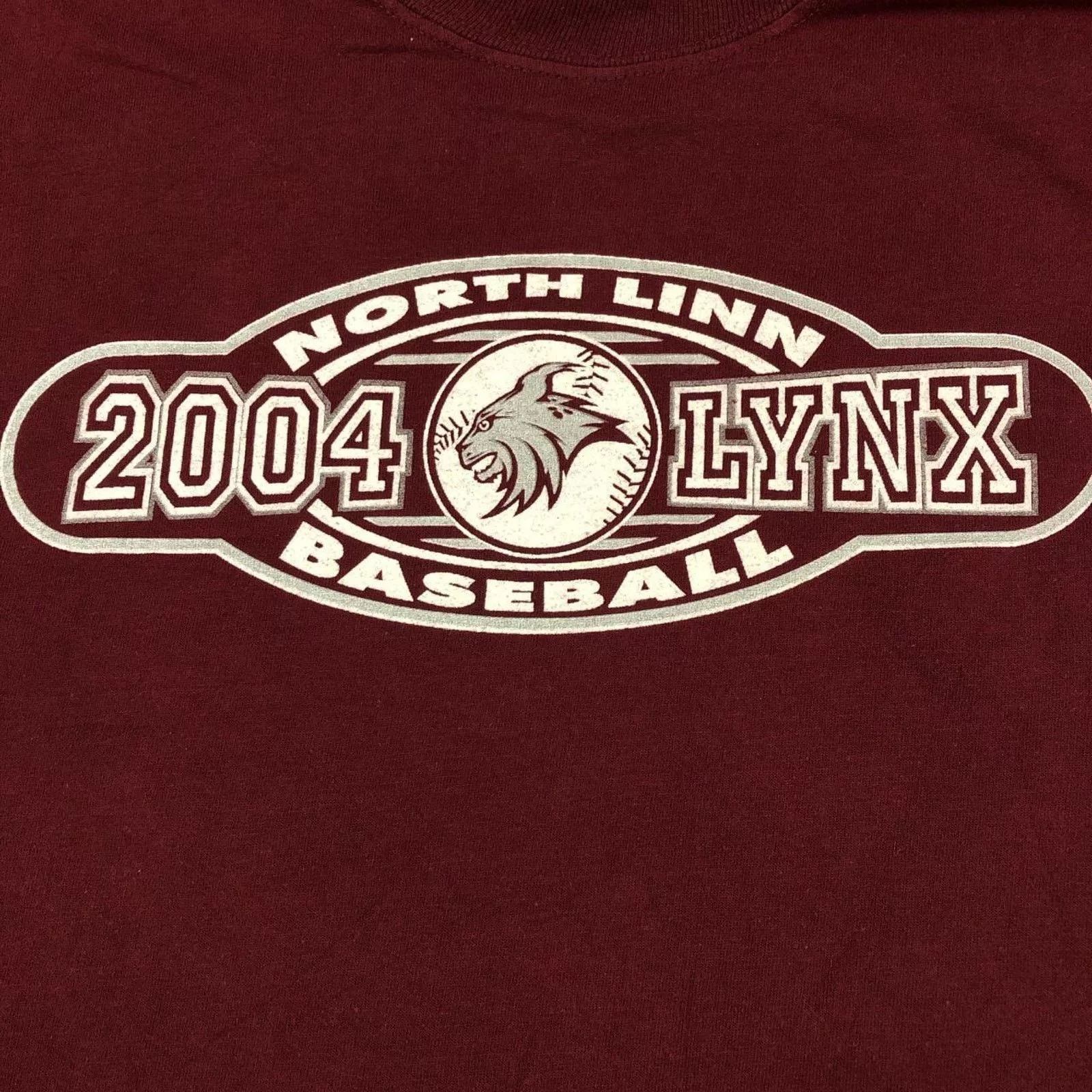 Jerzees Short Sleeve T Shirts Jerzees Vintage 2004 North Linn Tri Rivers Baseball Graphic Tee Red