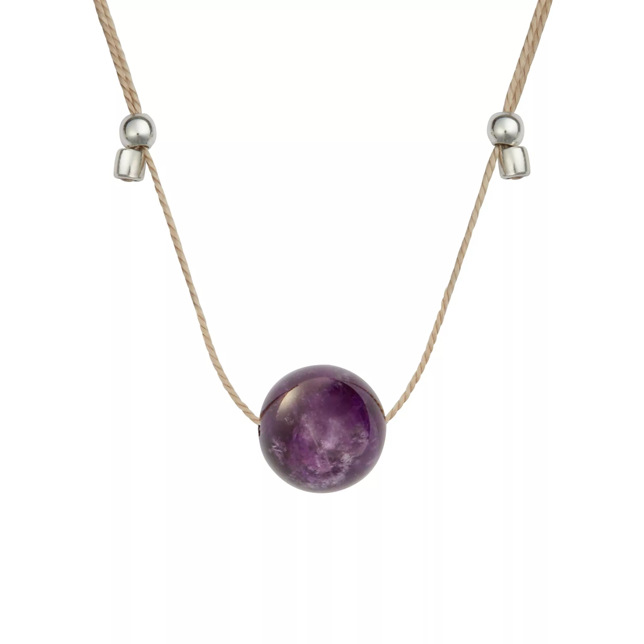 Crystal Ball Silk Slider - 10mm Gemstone Necklace