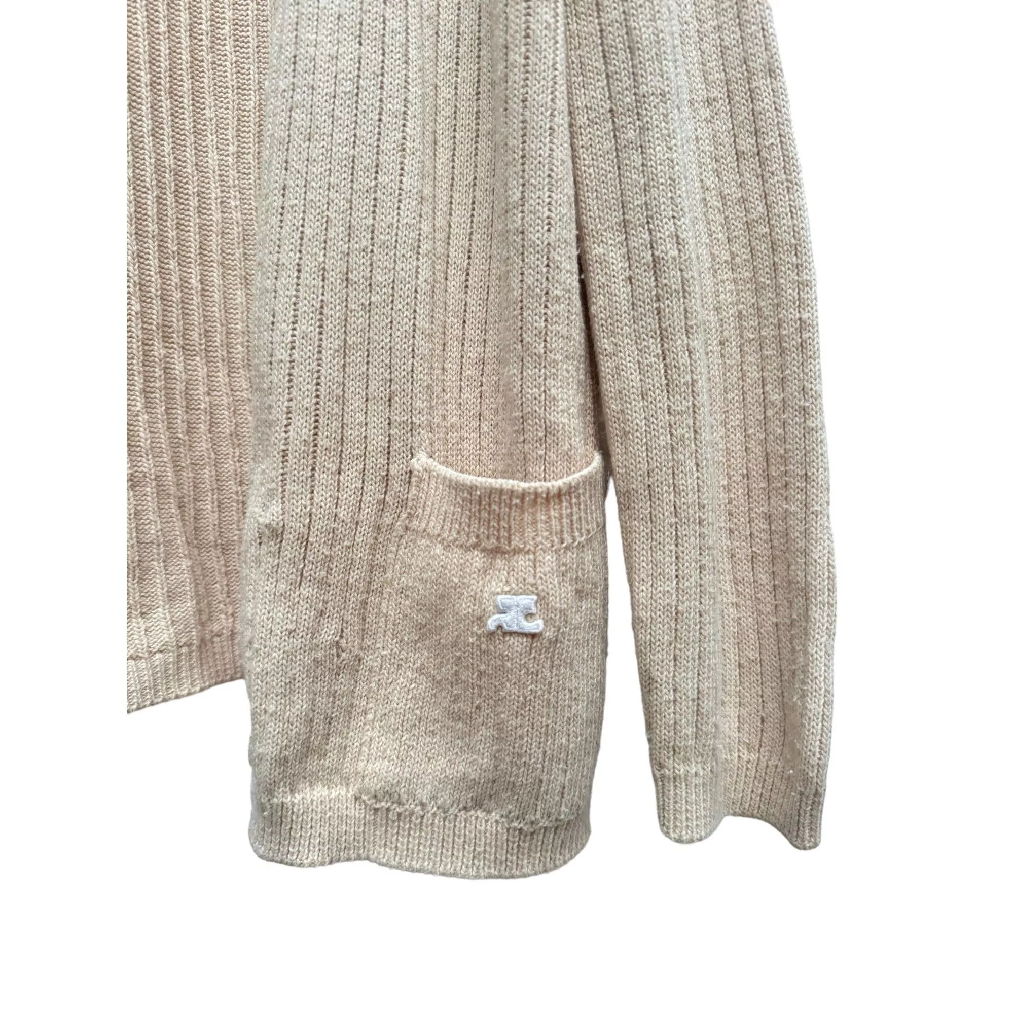 Courreges Sweaters Courreges Beige Knitted Cardigan