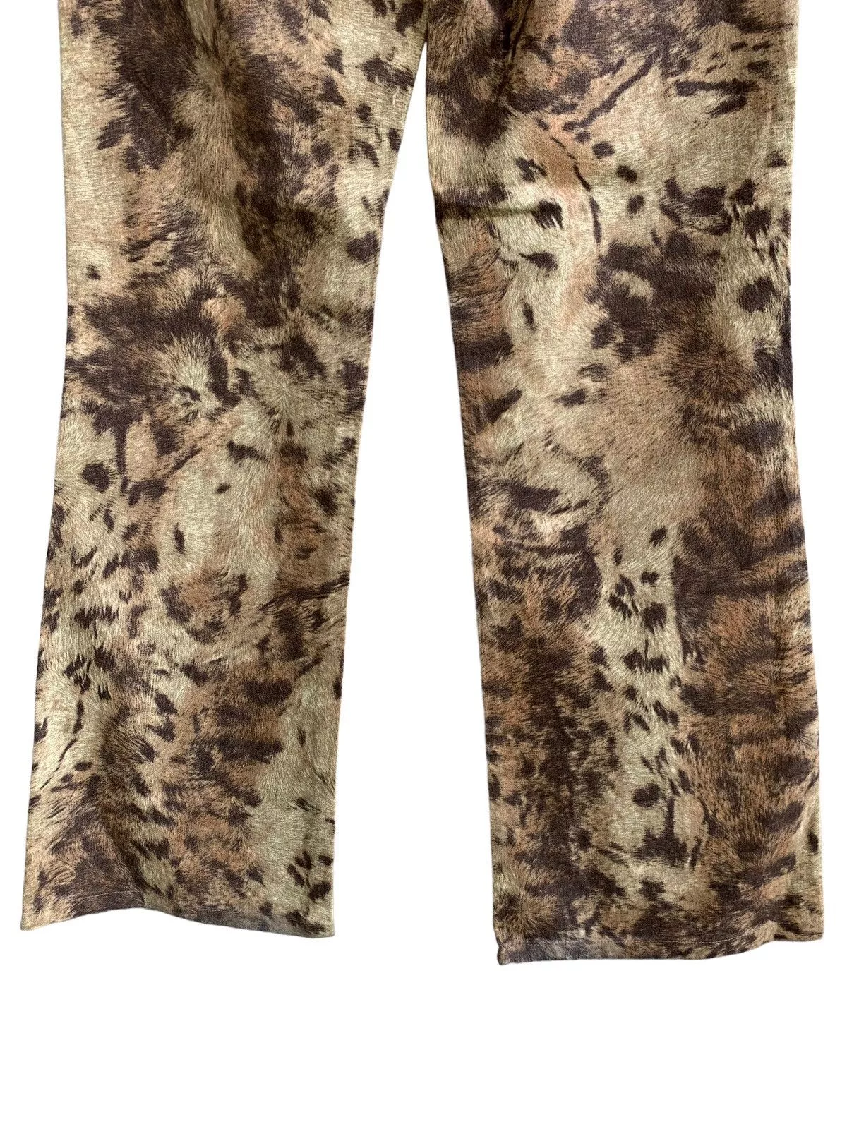 Designer Pants Designer Vintage Grace Continental Leopard Print Flare Brown