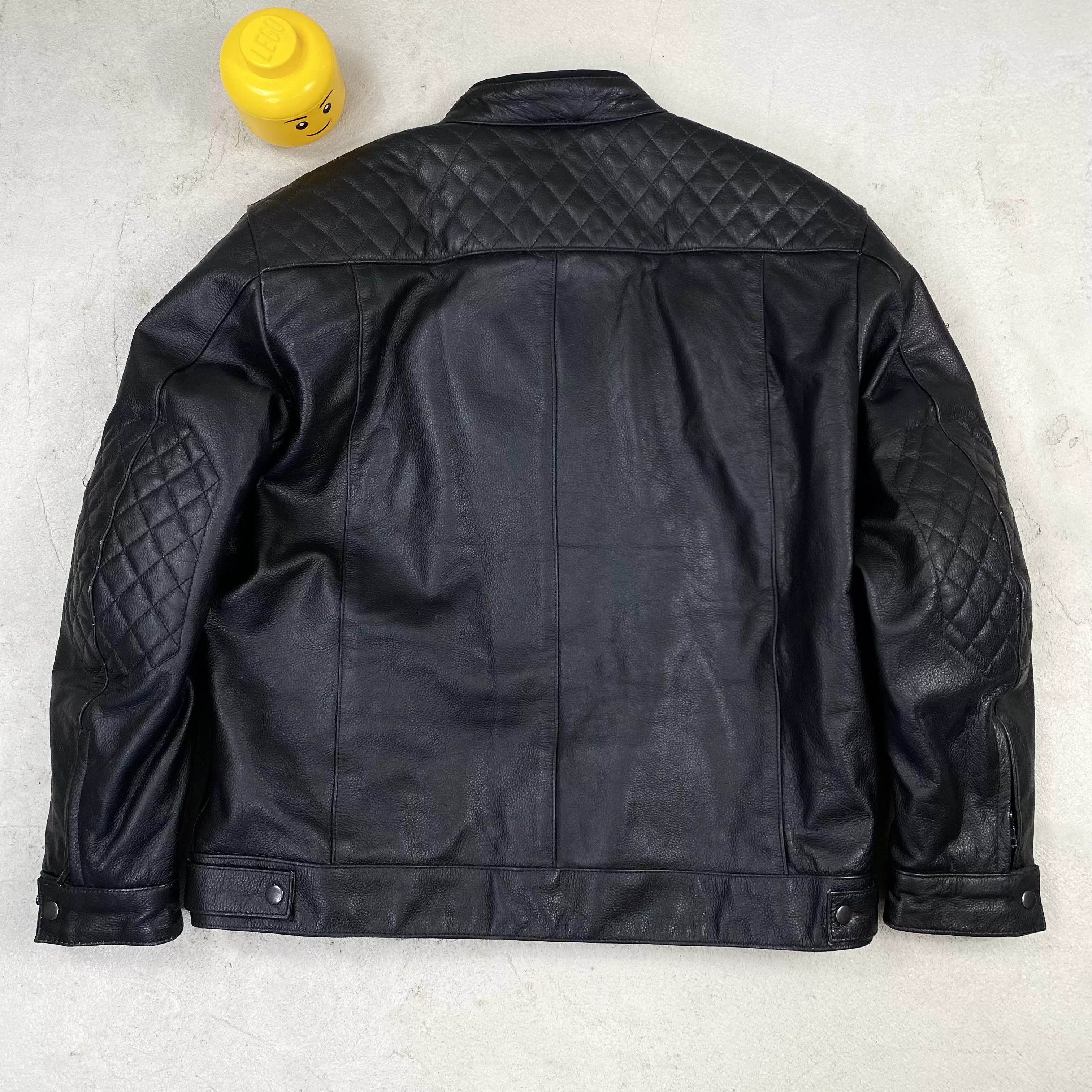 Genuine Leather Leather Jackets Genuine Leather racing leather Jacket moto real biker Y2K Black Vintage