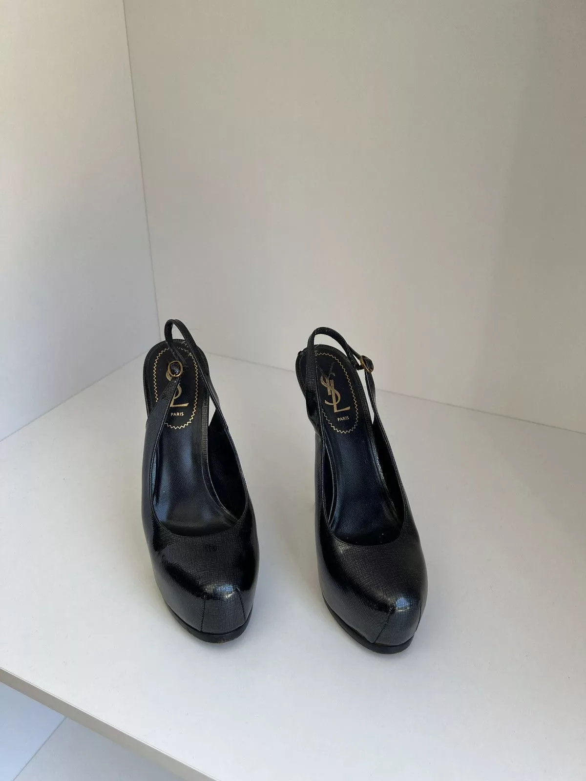 Vintage Platforms Vintage × Yves Saint Laurent Vintage Yves Saint Laurent Tribtoo patent Navy Leather Shoes Blue