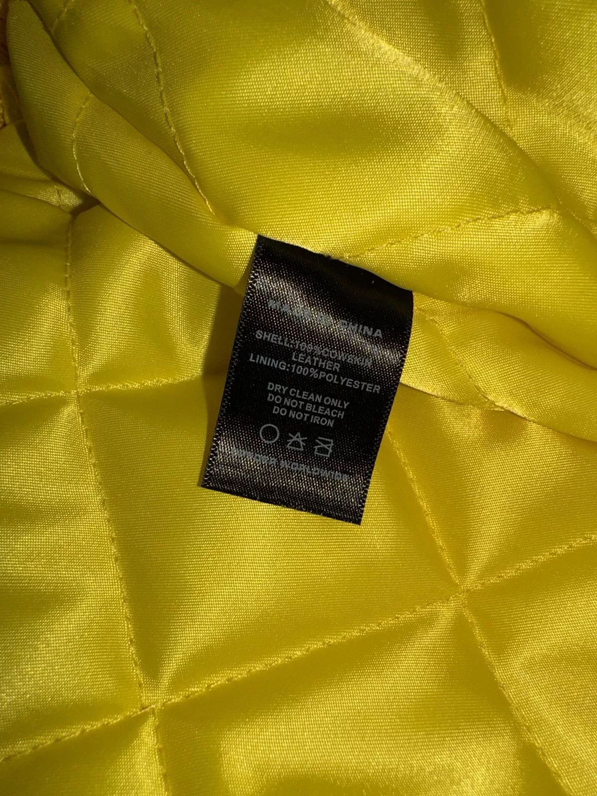 Sp5der Leather Jackets Sp5der Debossed Web Leather Jacket Yellow