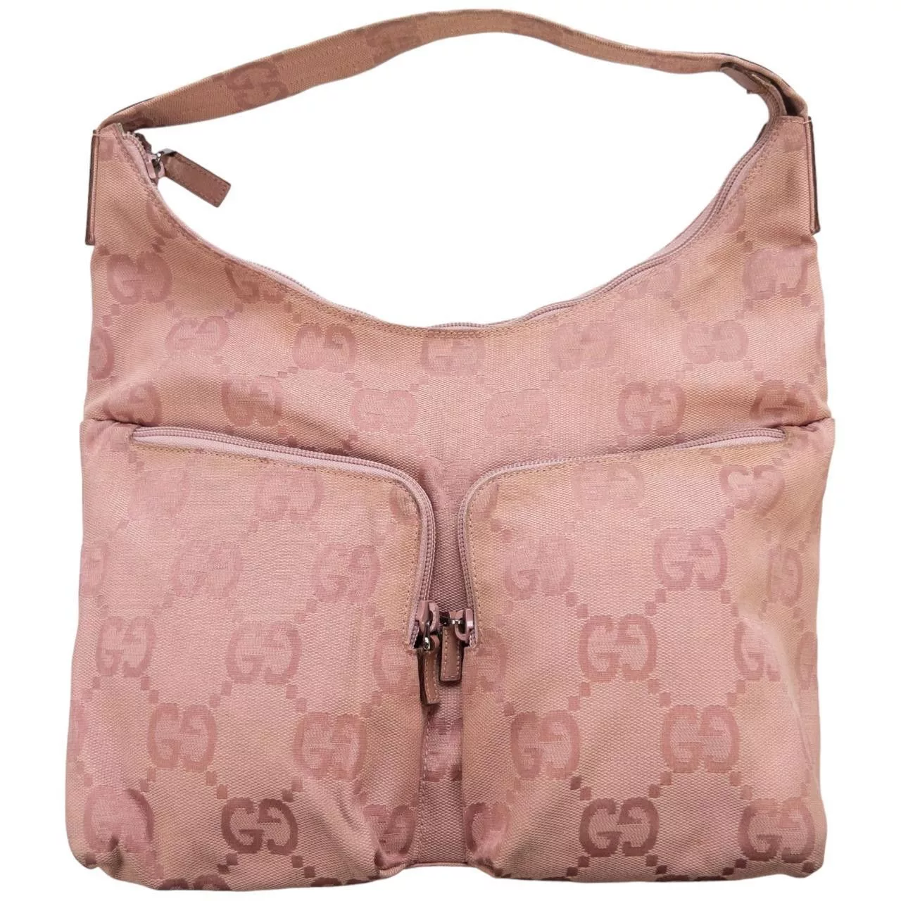 Gucci Handle Bags Vintage Gucci Pocket Monogram Shoulder Bag Pink